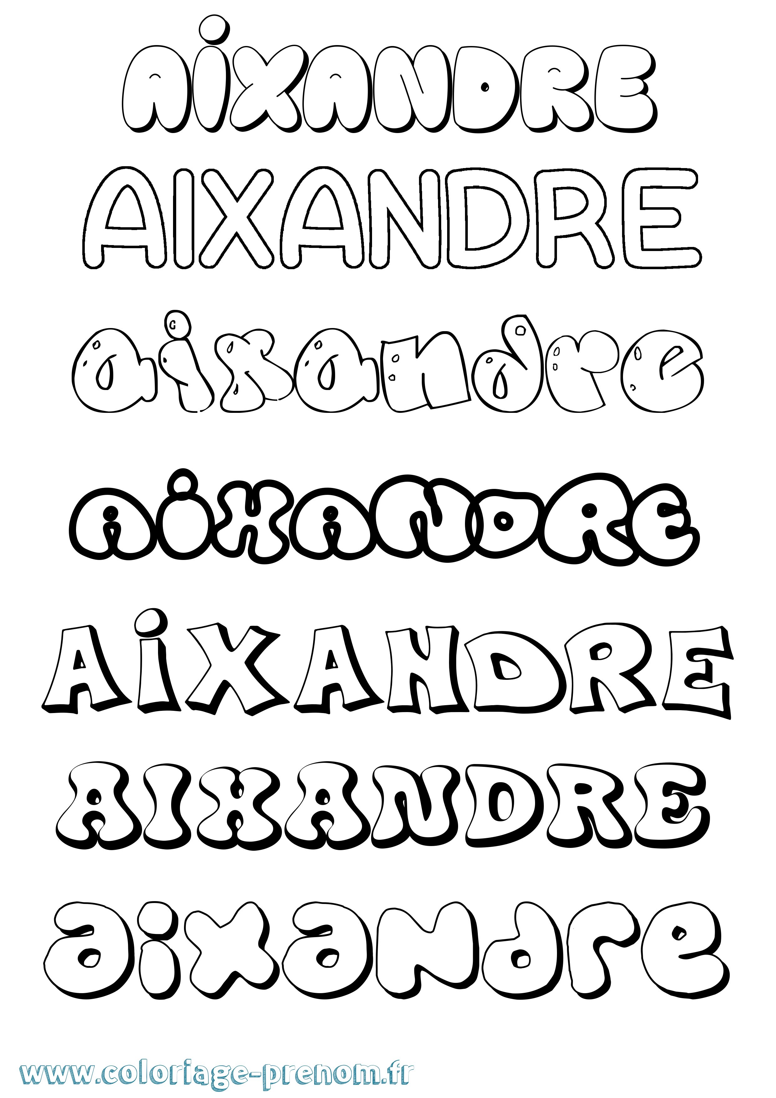 Coloriage Aixandre Bubble Coloriage prénom Aixandre Bubble