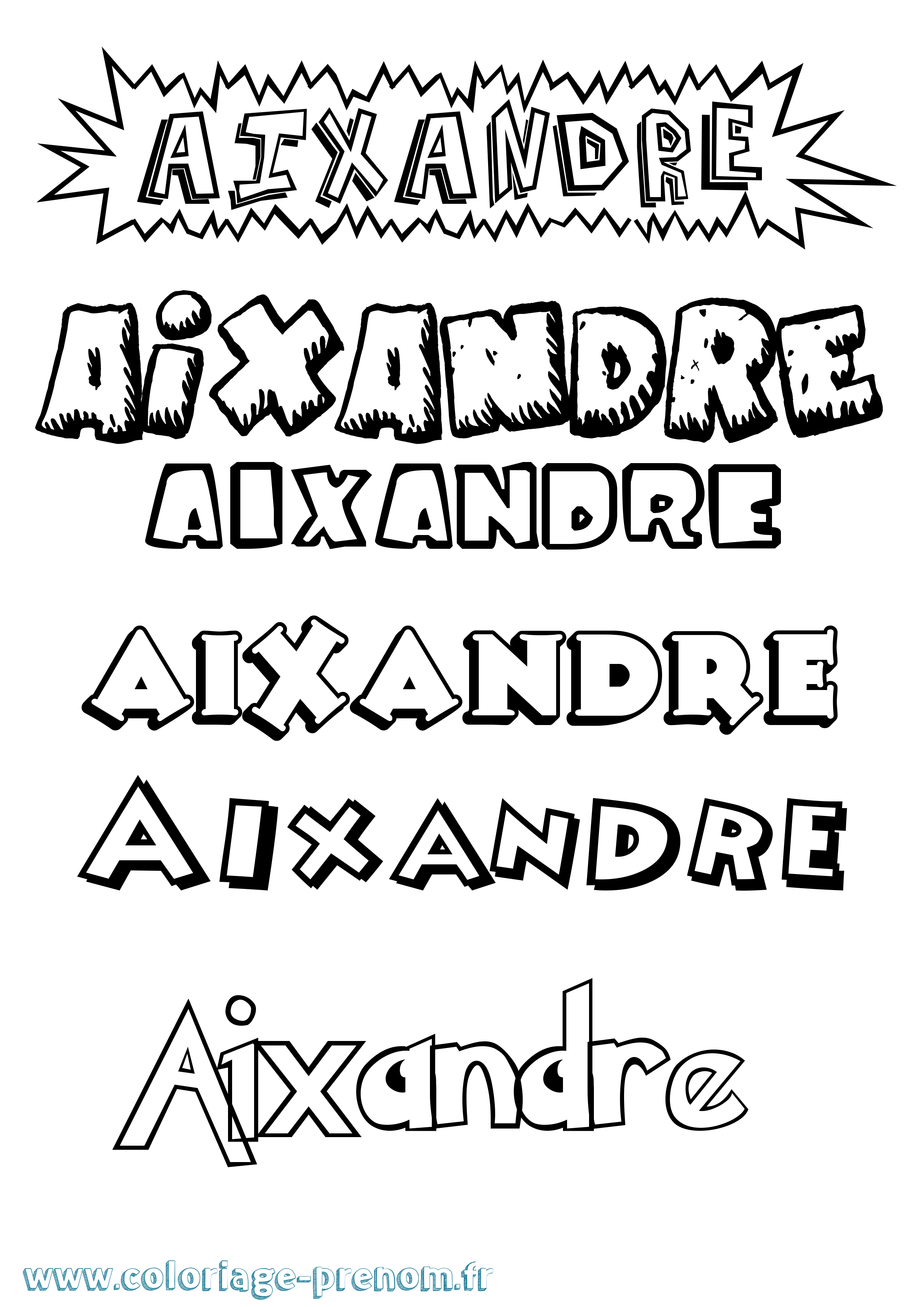 Coloriage Aixandre Dessin Animé Coloriage prénom Aixandre Dessin Animé