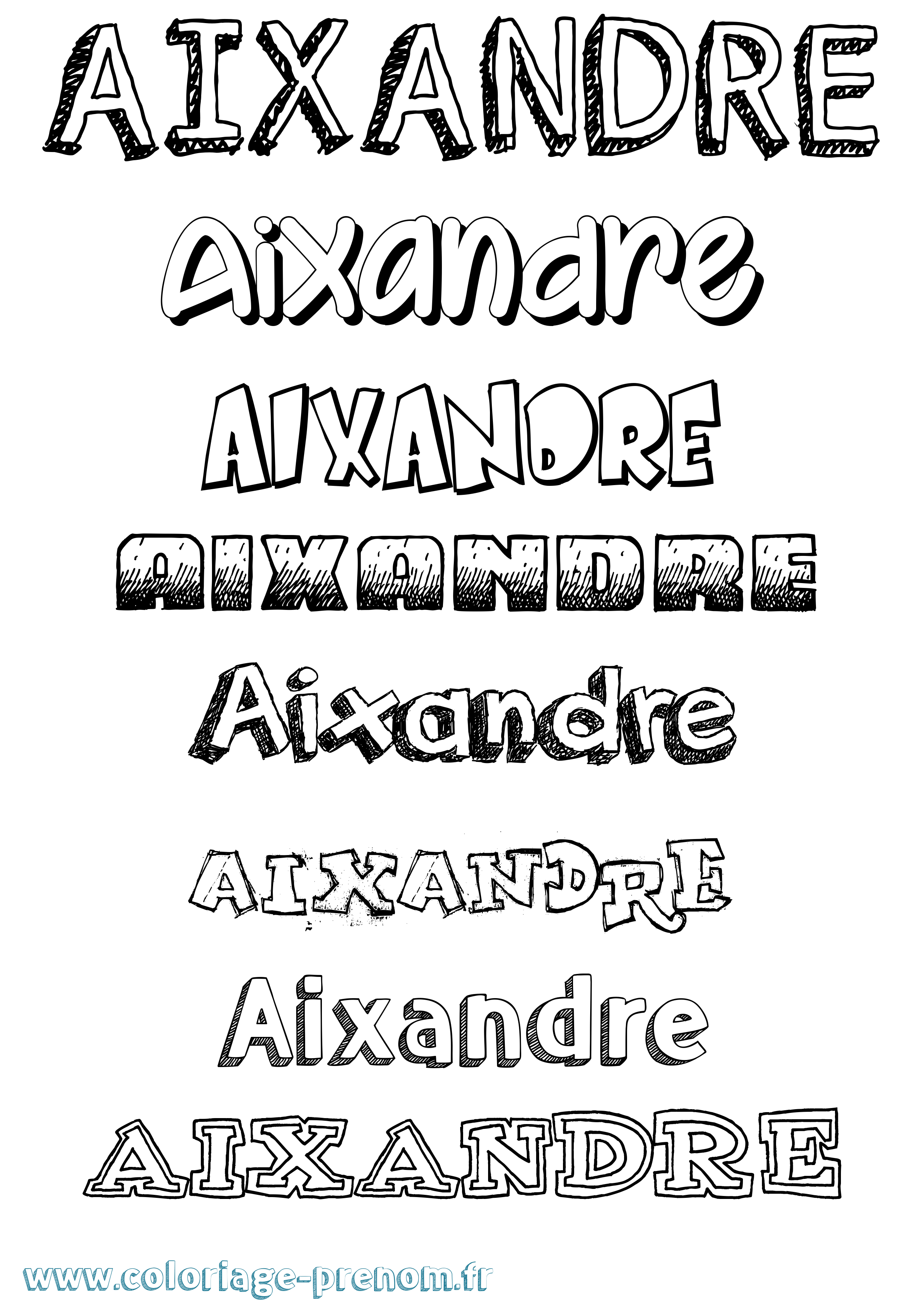 Coloriage prénom Aixandre Dessiné