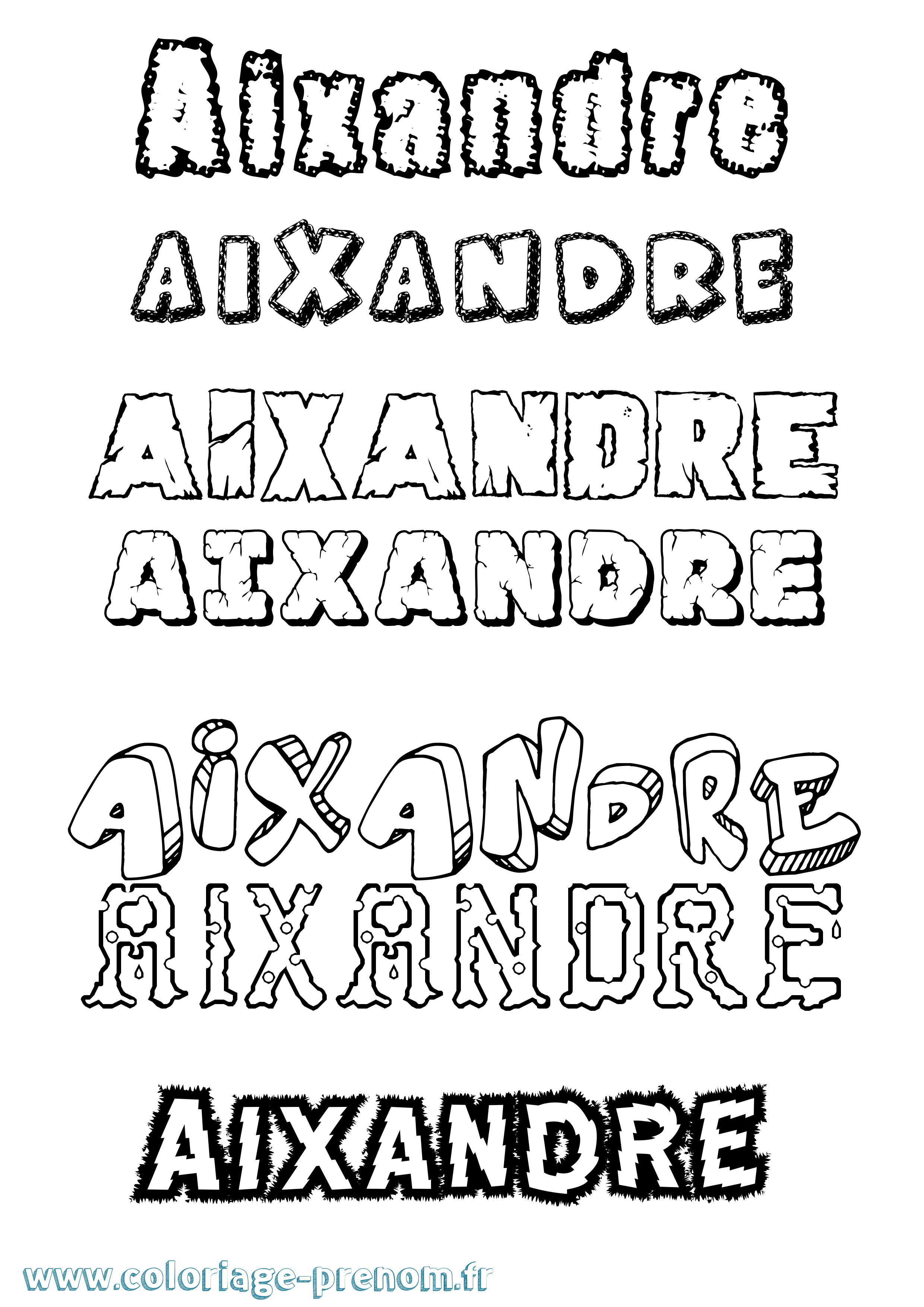 Coloriage Aixandre Destructuré Coloriage prénom Aixandre Destructuré