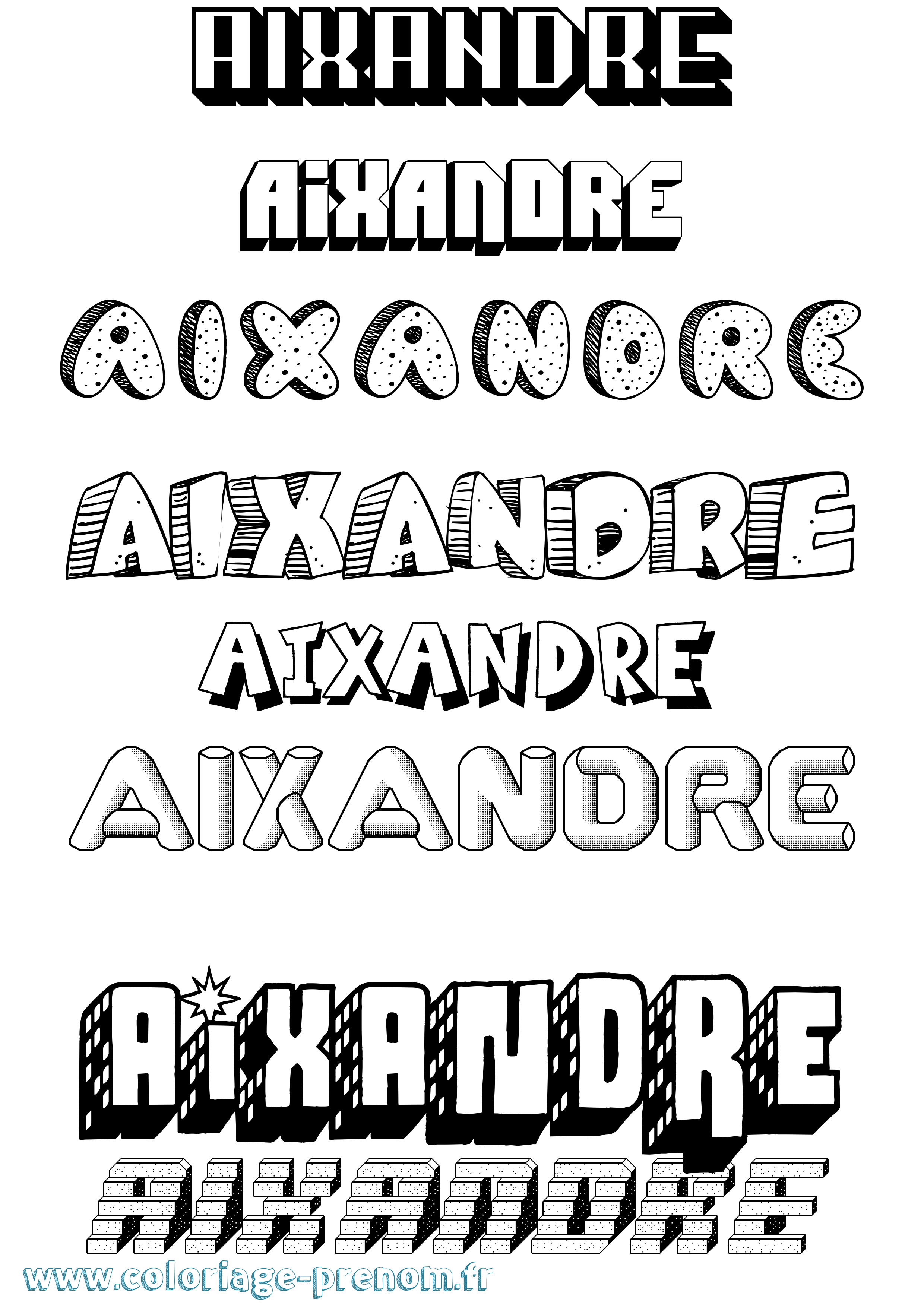 Coloriage Aixandre Effet 3D Coloriage prénom Aixandre Effet 3D