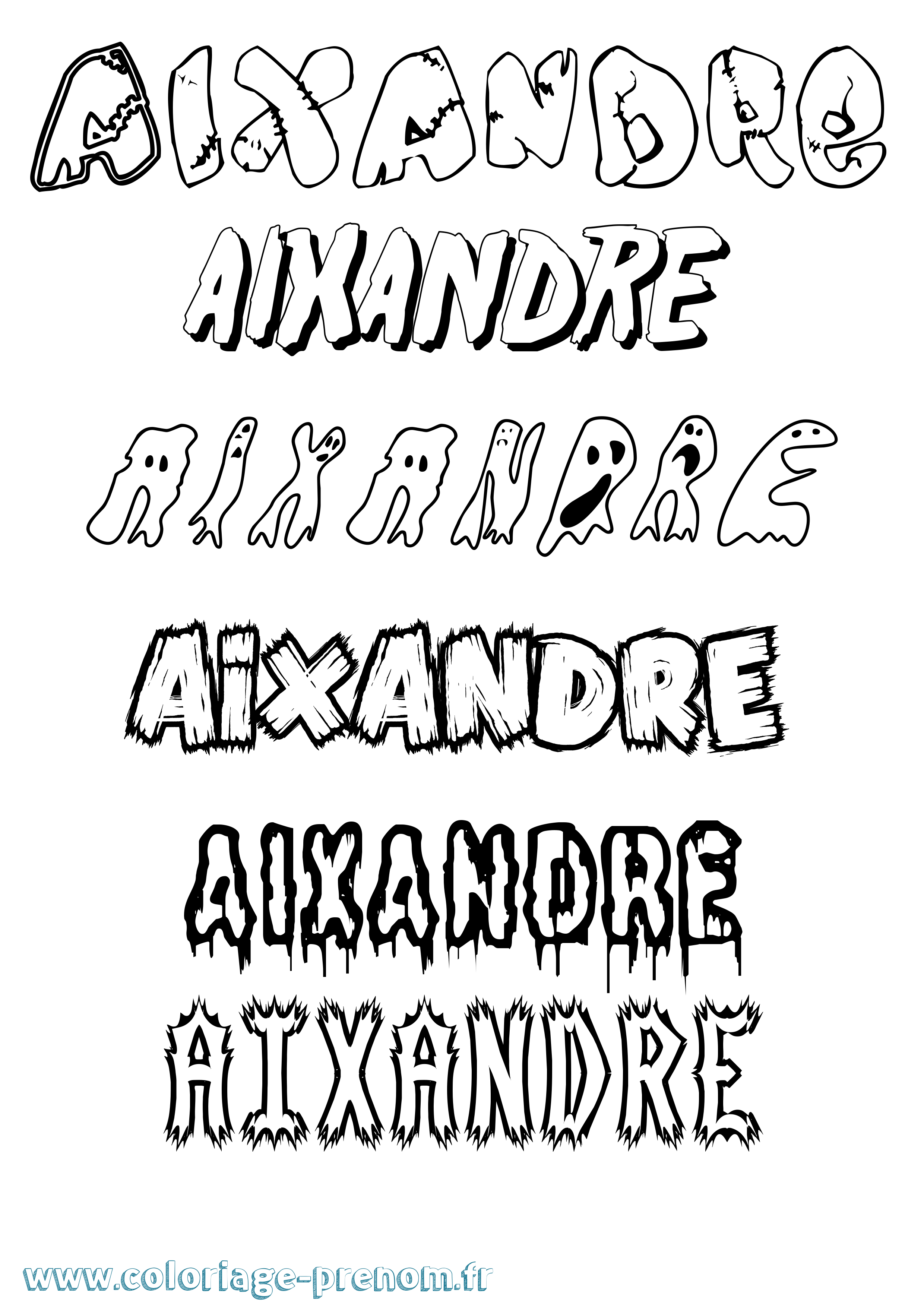 Coloriage Aixandre Frisson Coloriage prénom Aixandre Frisson
