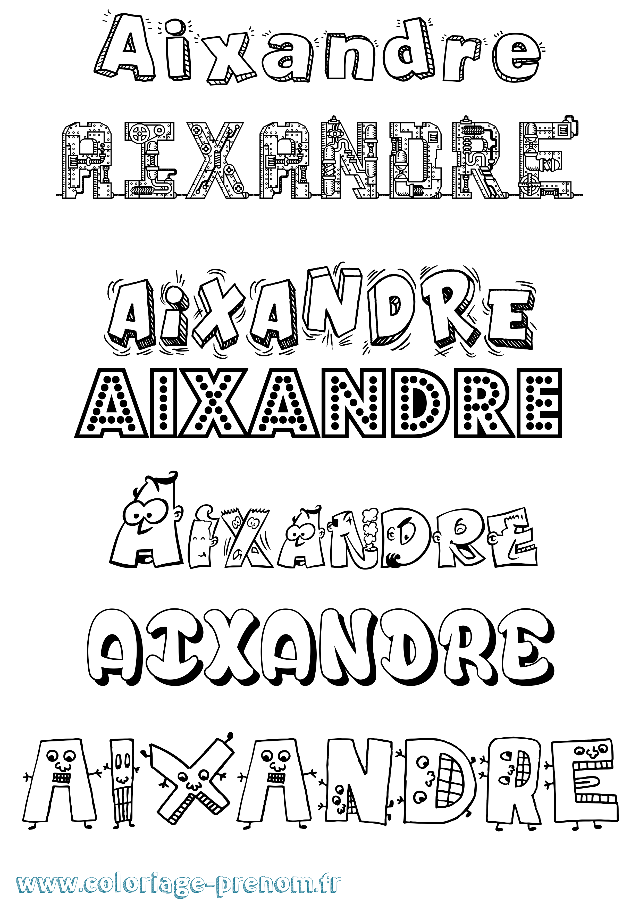 Coloriage Aixandre Fun Coloriage prénom Aixandre Fun