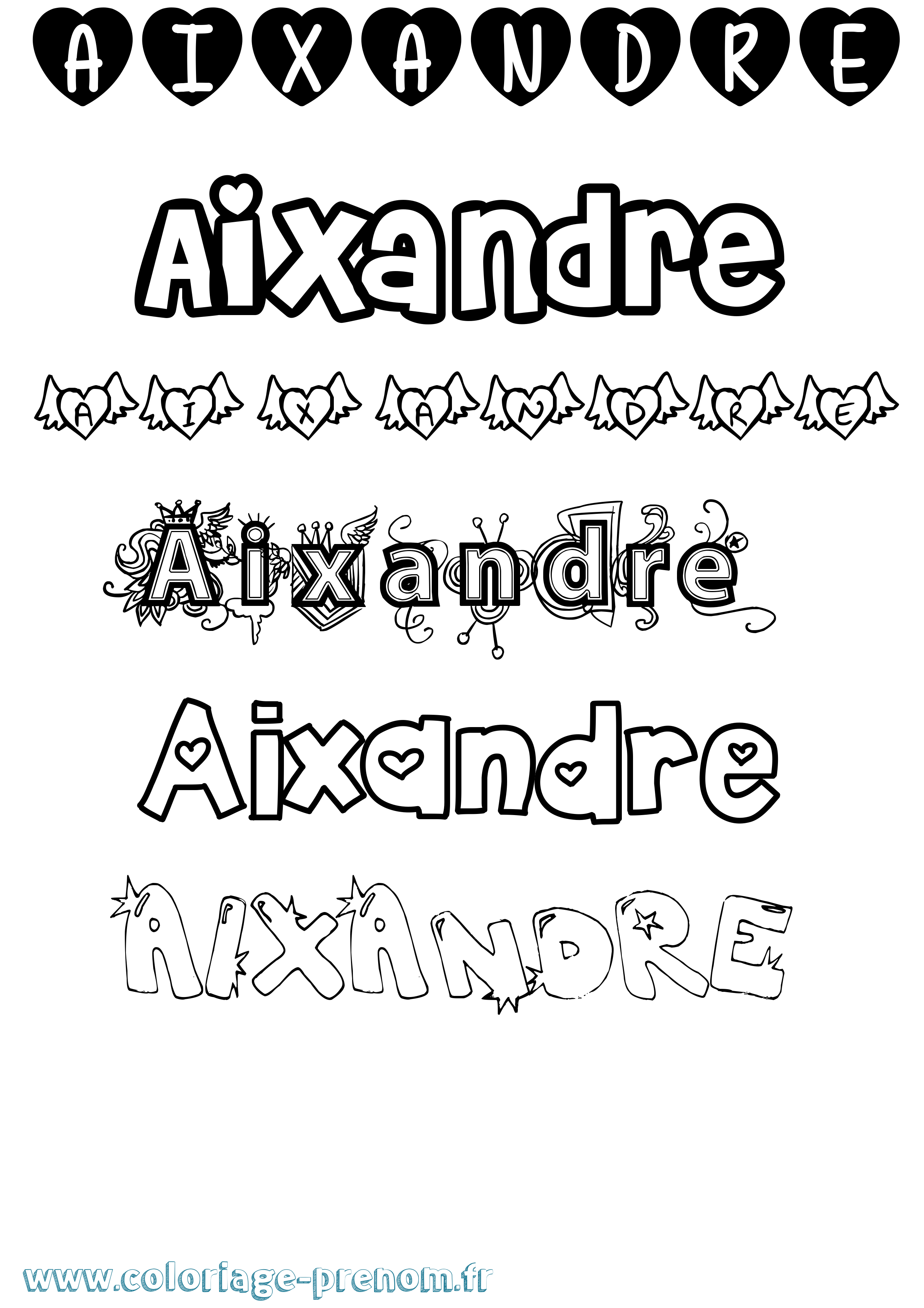 Coloriage Aixandre Girly Coloriage prénom Aixandre Girly