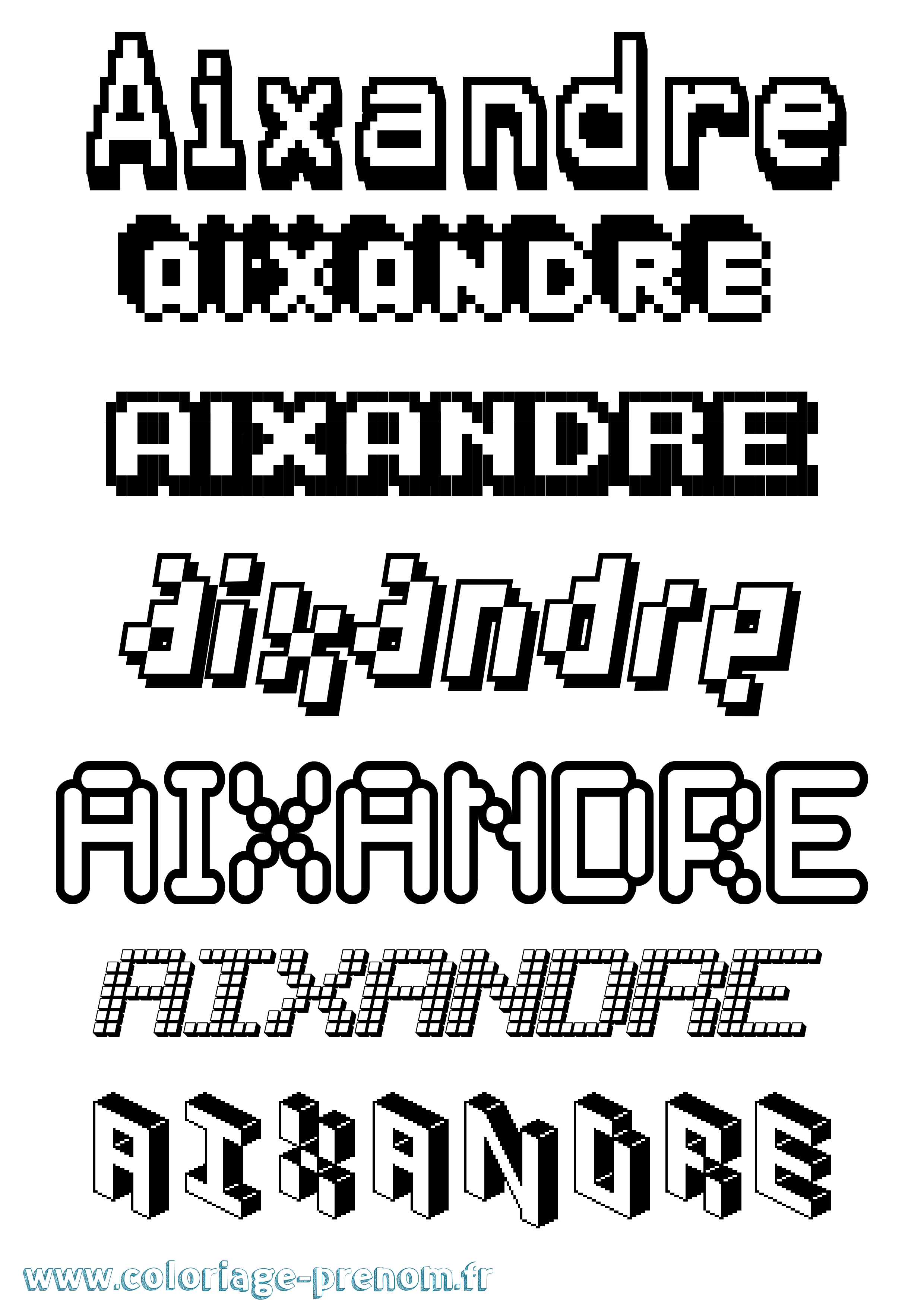 Coloriage prénom Aixandre Pixel
