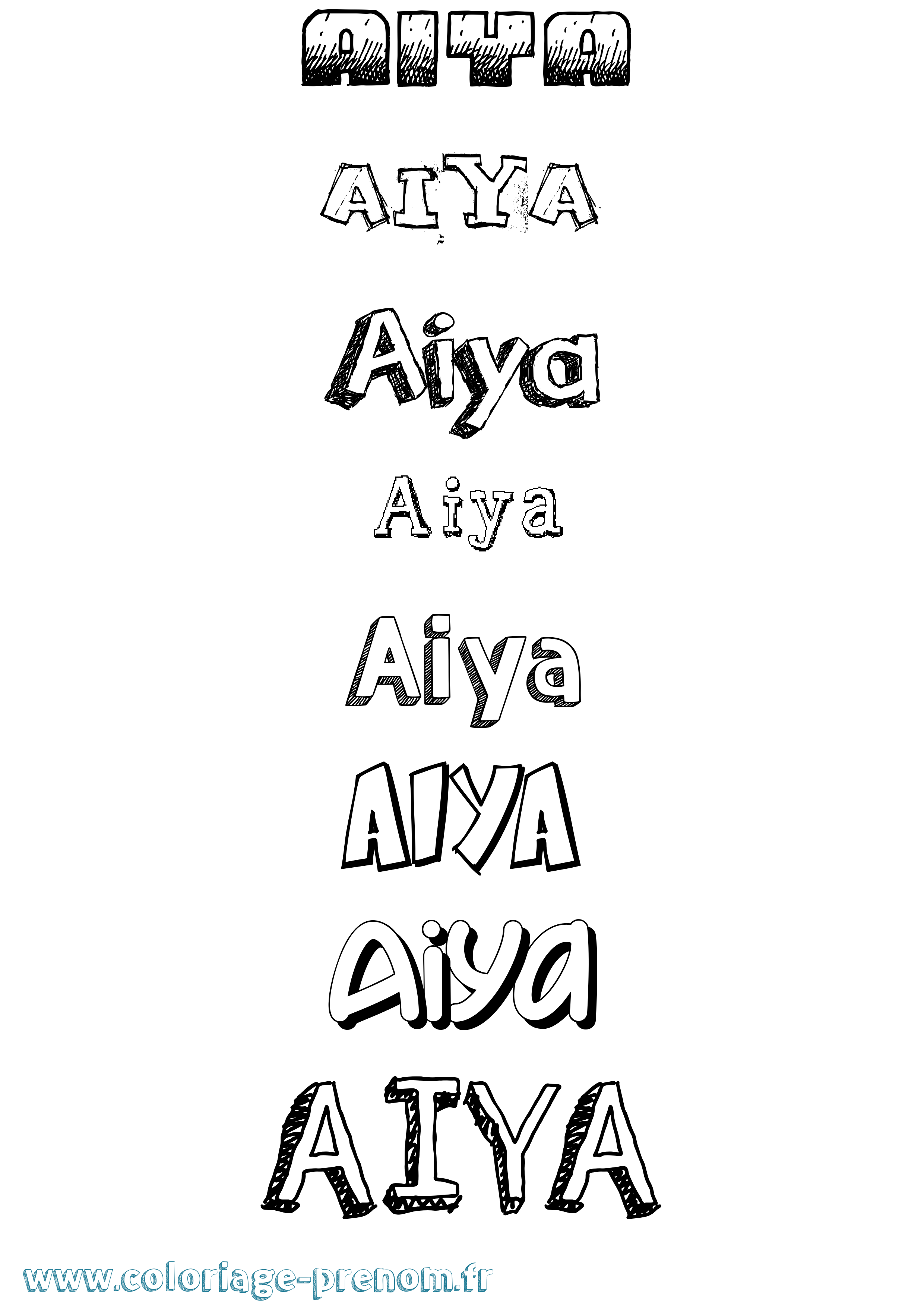 Coloriage prénom Aiya Dessiné