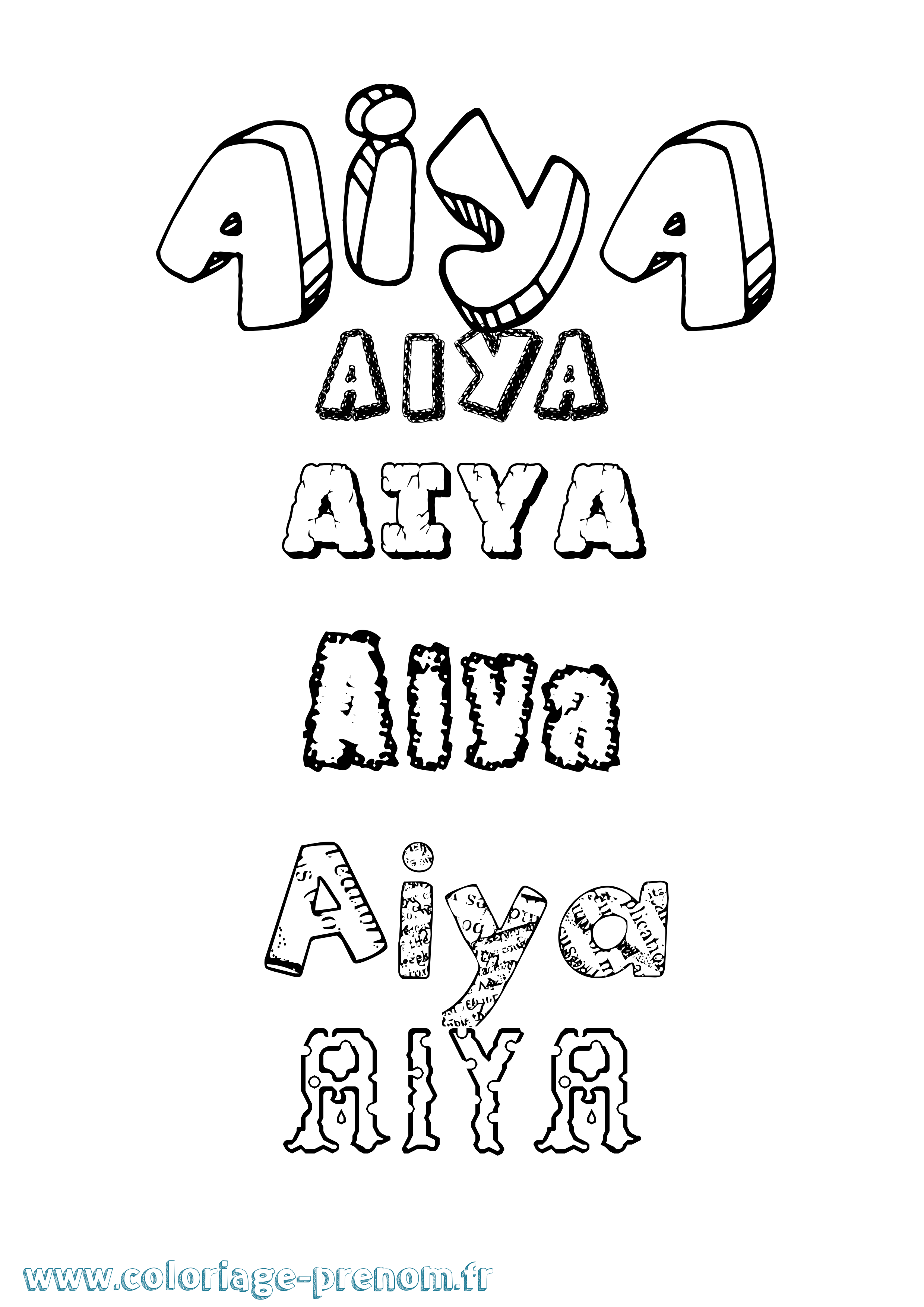 Coloriage prénom Aiya Destructuré
