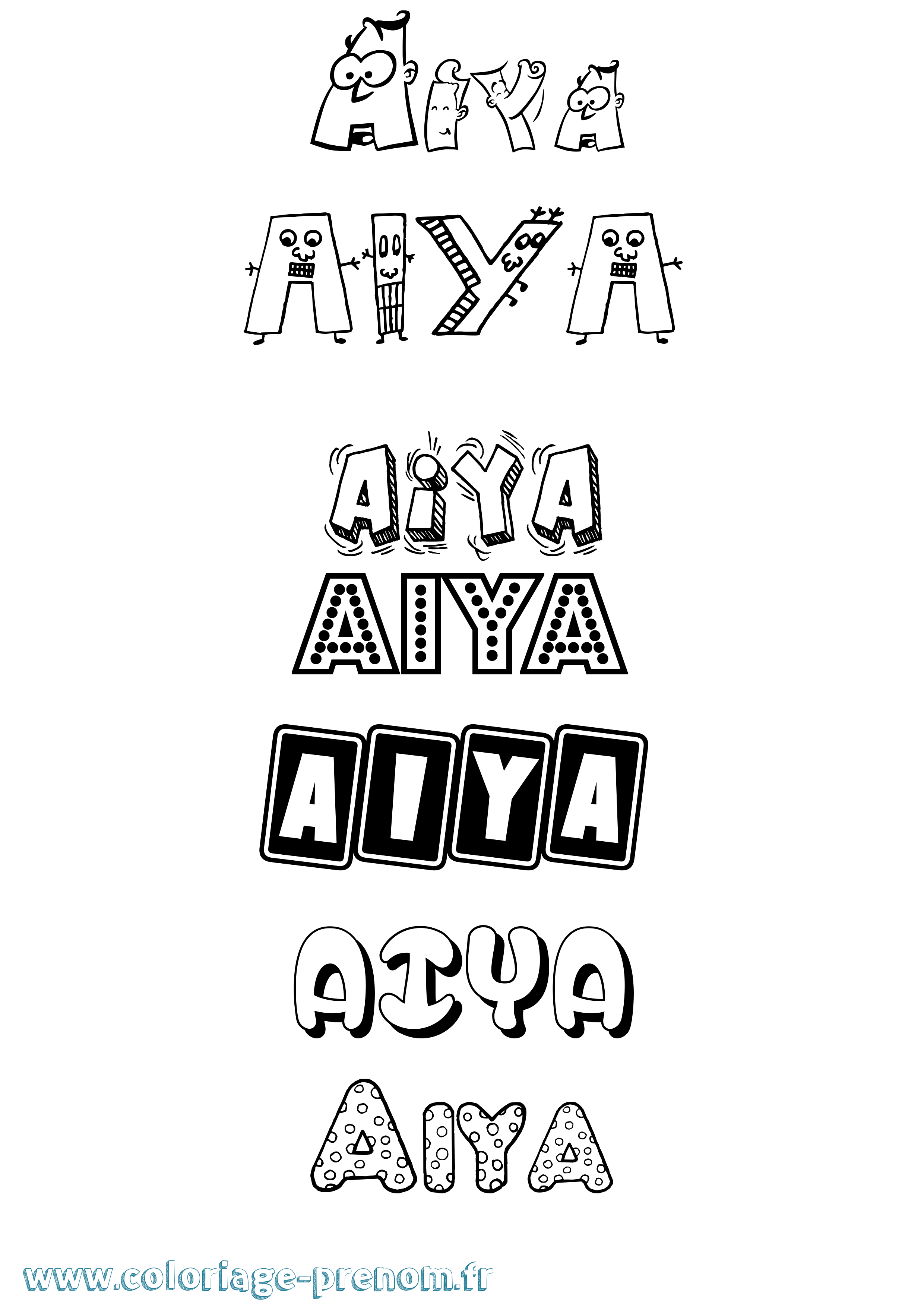 Coloriage prénom Aiya Fun