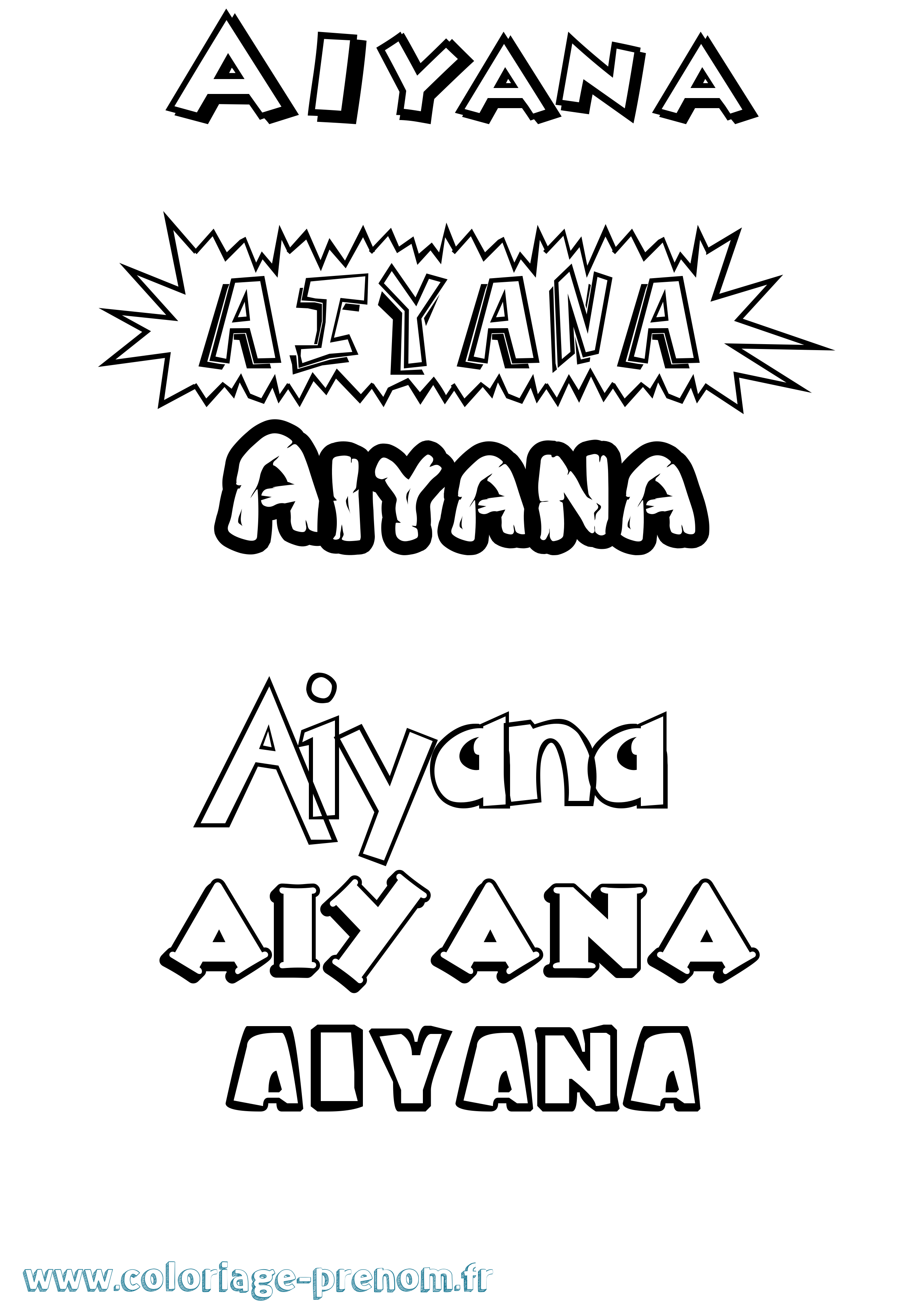 Coloriage Aiyana Dessin Animé Coloriage prénom Aiyana Dessin Animé