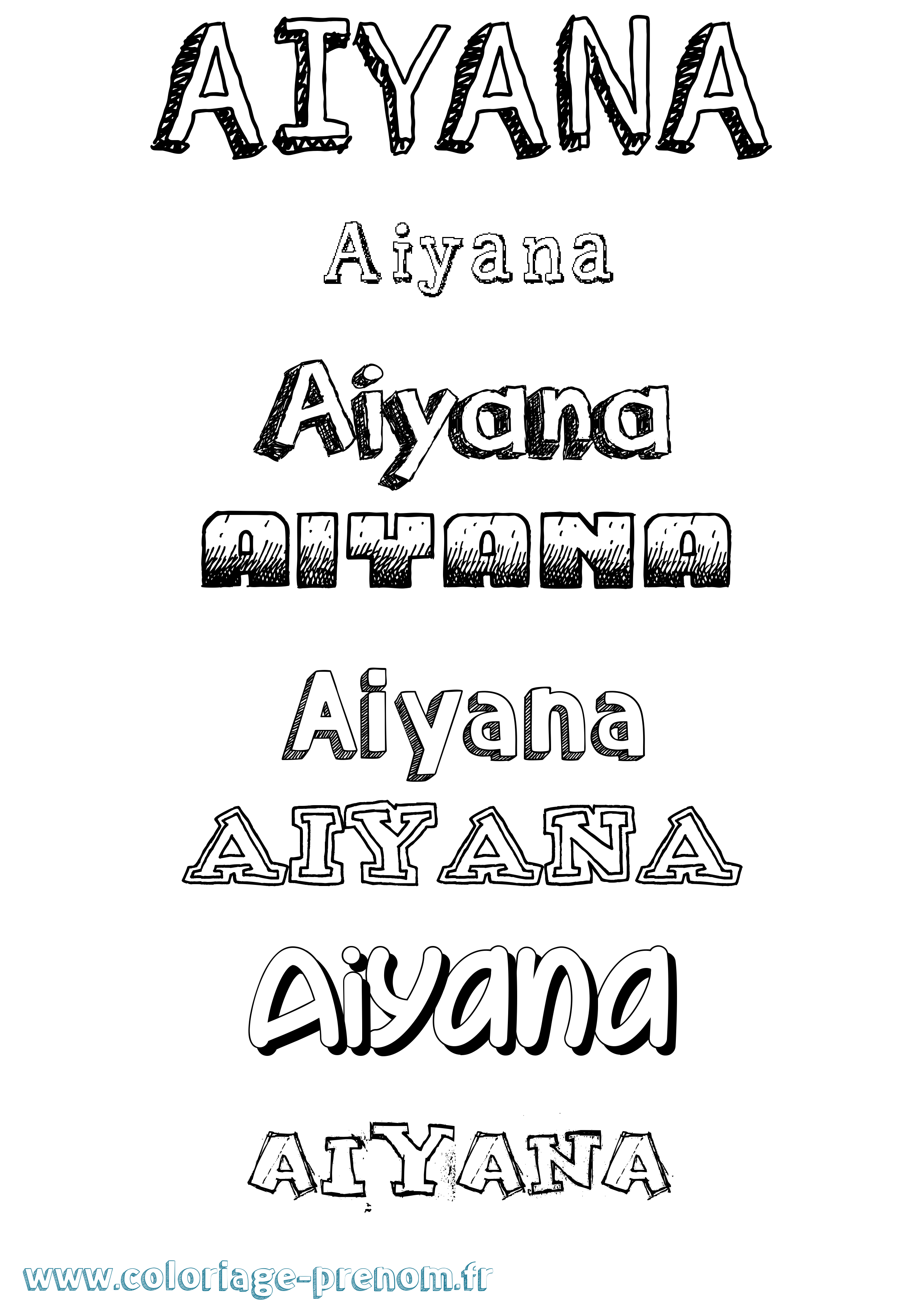 Coloriage Aiyana Dessiné Coloriage prénom Aiyana Dessiné
