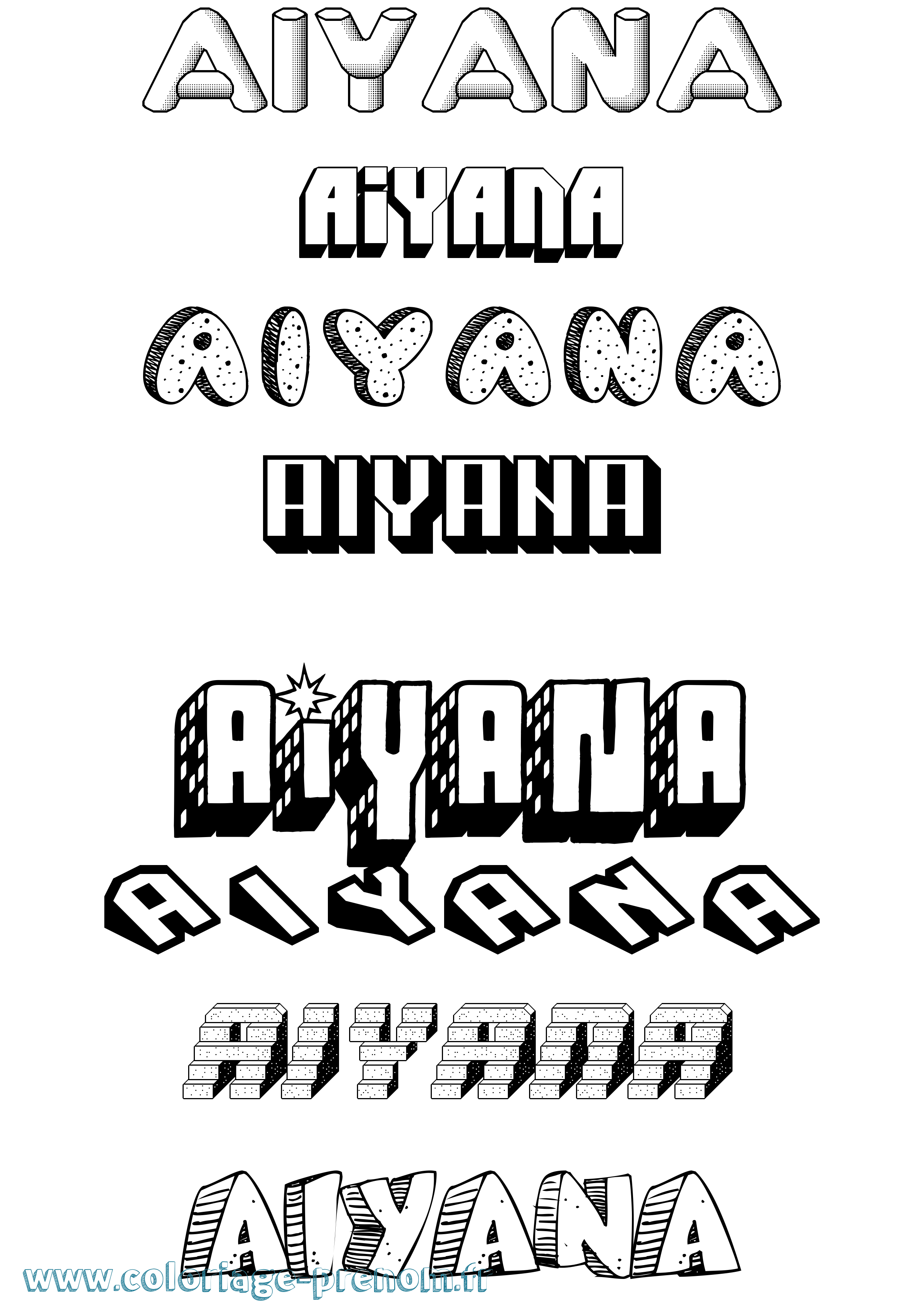 Coloriage Aiyana Effet 3D Coloriage prénom Aiyana Effet 3D