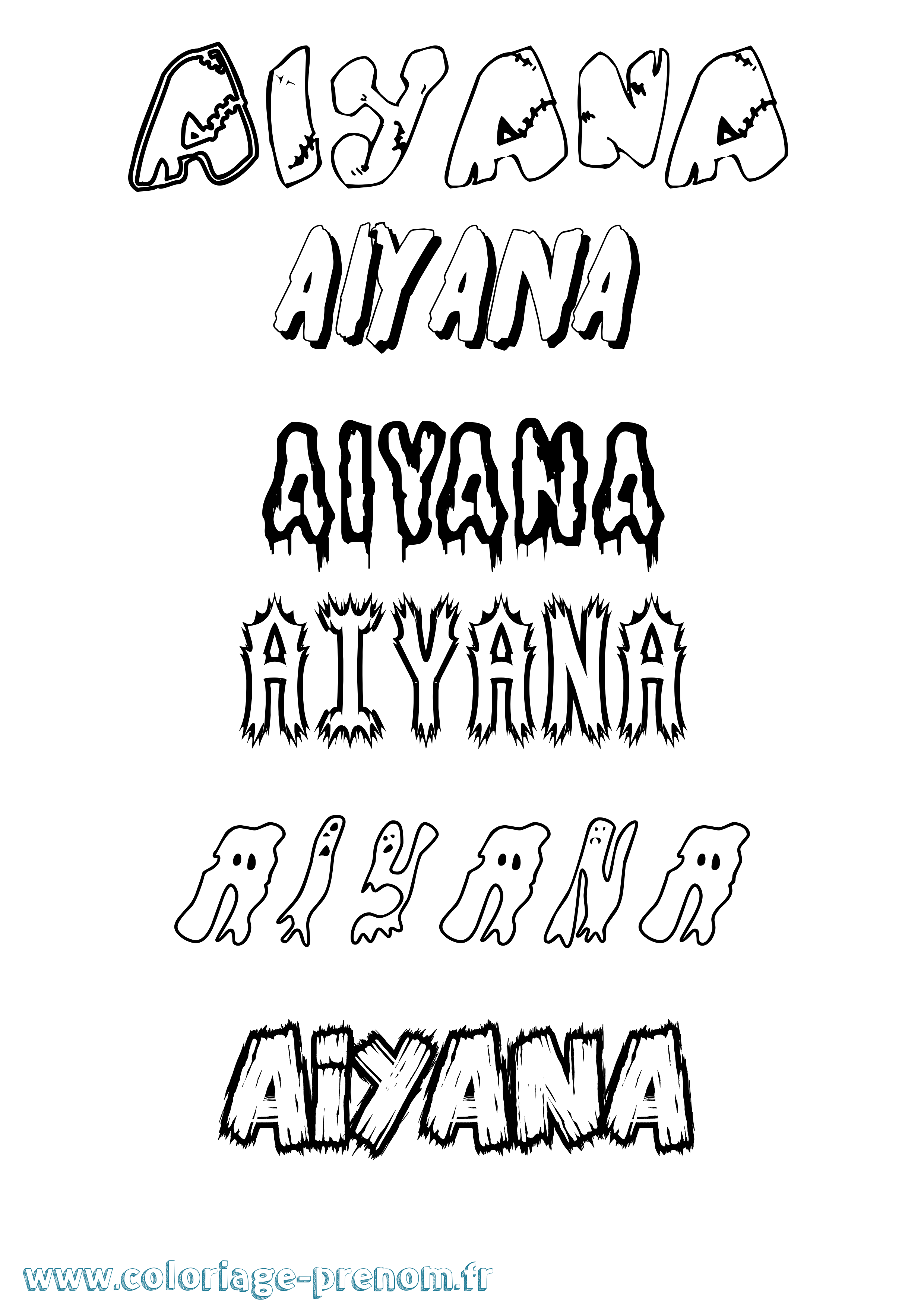 Coloriage Aiyana Frisson Coloriage prénom Aiyana Frisson