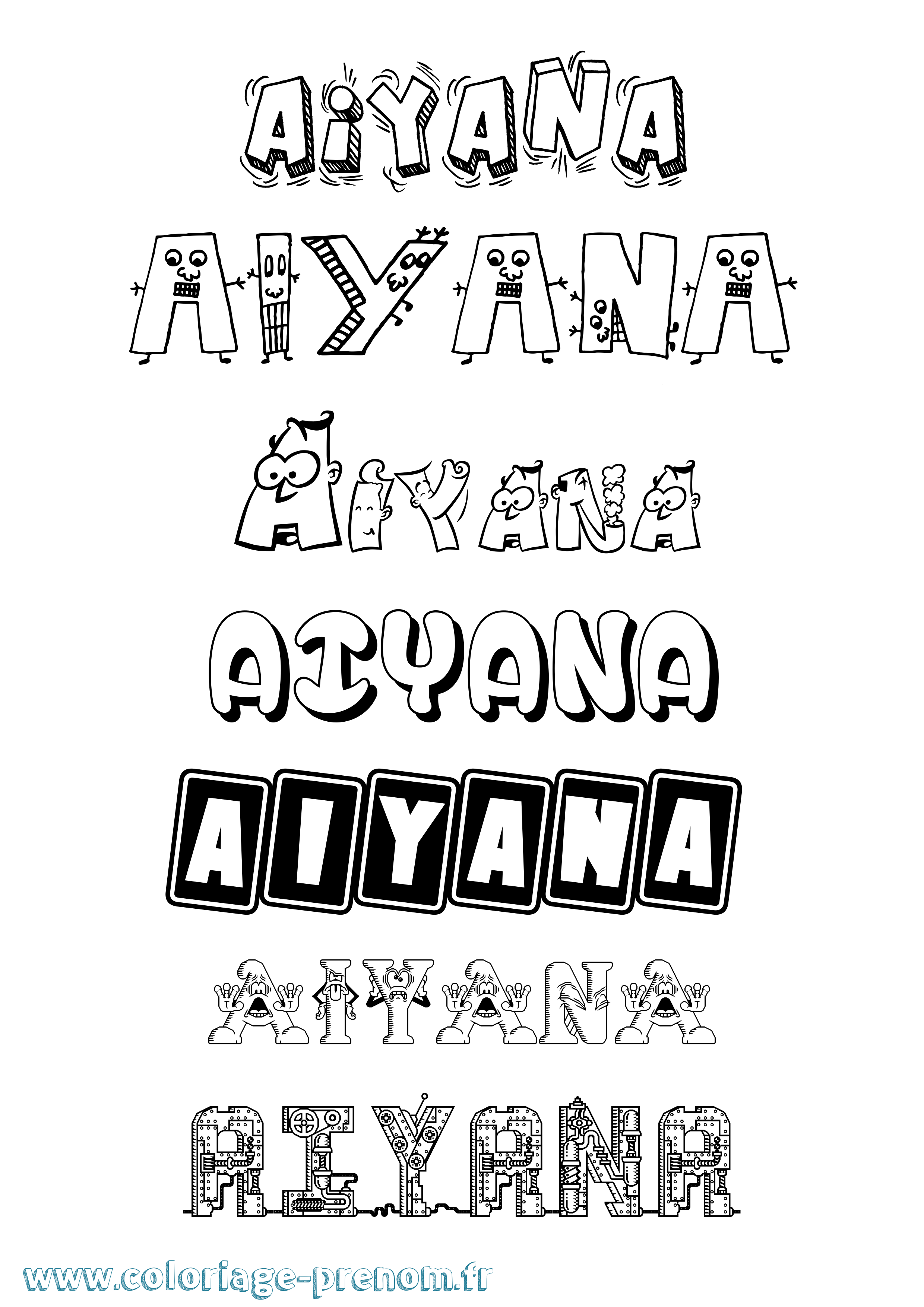 Coloriage prénom Aiyana Fun