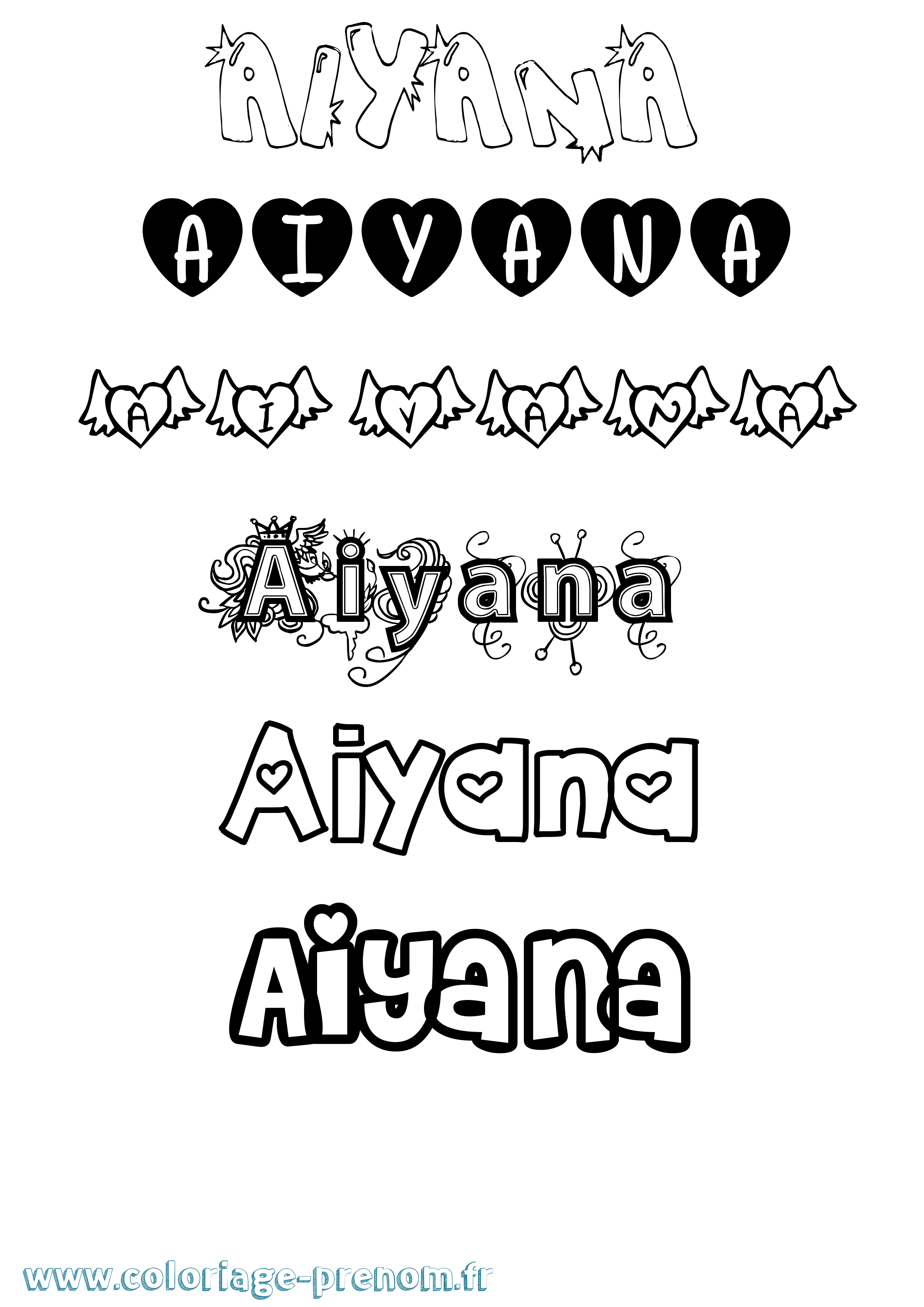 Coloriage Aiyana Girly Coloriage prénom Aiyana Girly