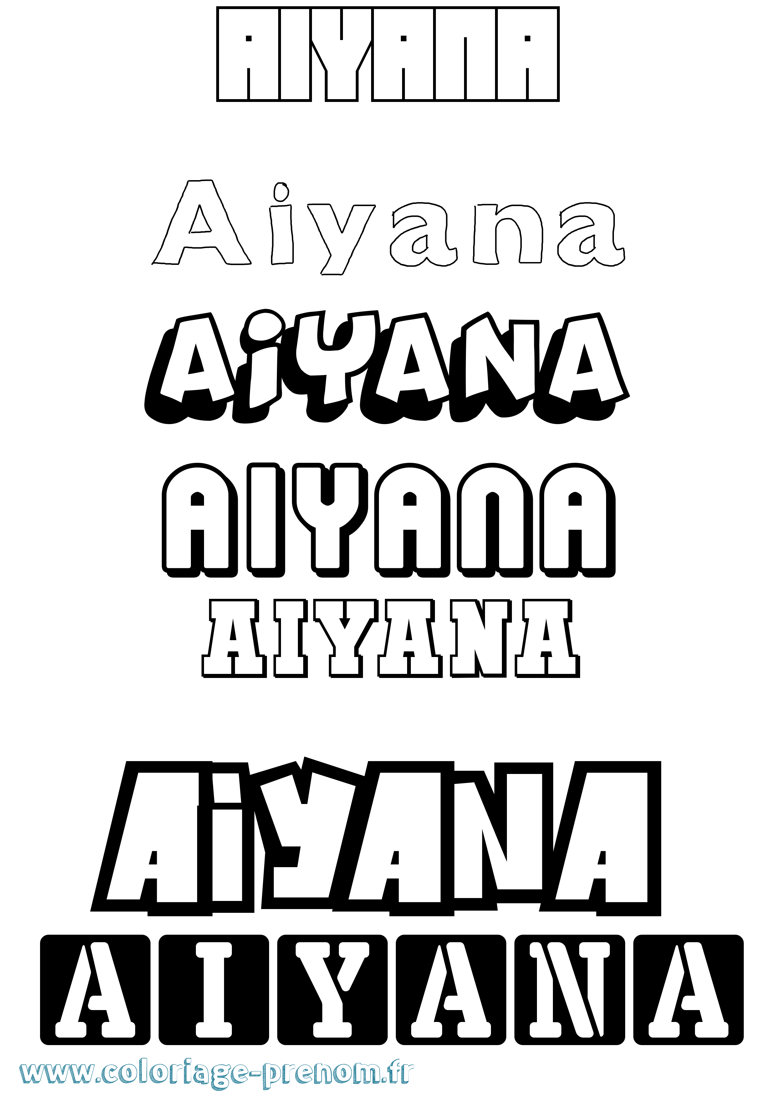 Coloriage prénom Aiyana Simple