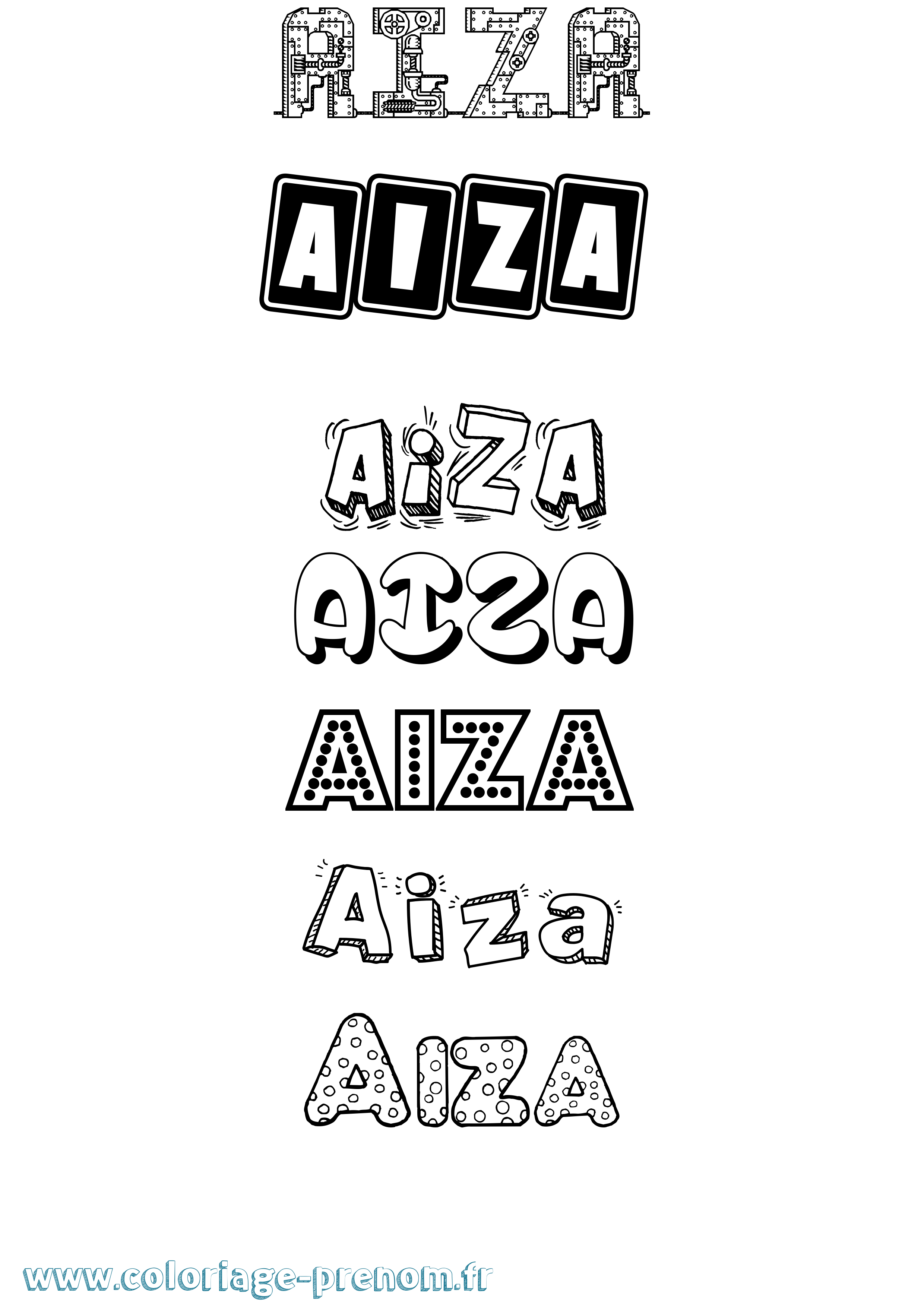 Coloriage prénom Aiza Fun