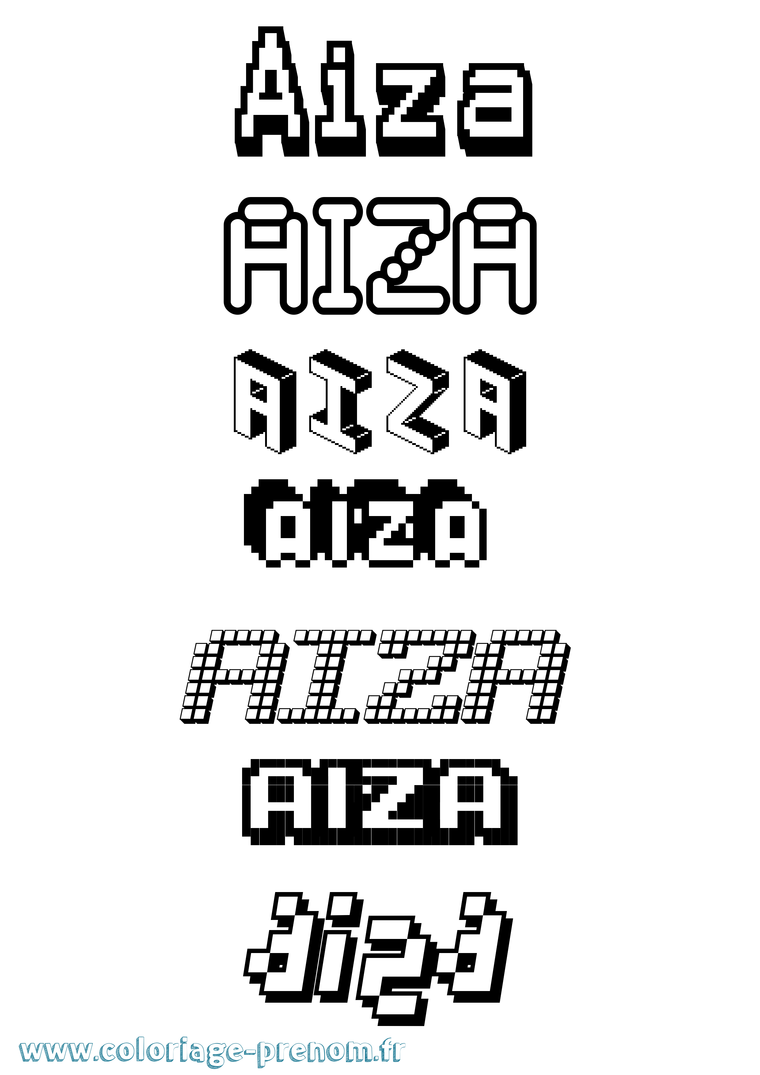 Coloriage prénom Aiza Pixel