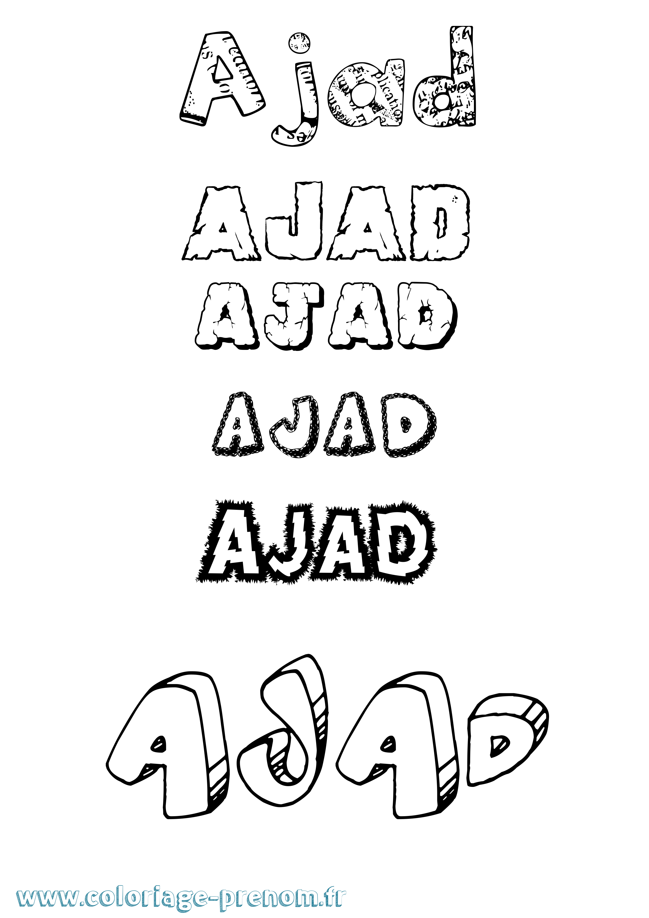 Coloriage prénom Ajad Destructuré