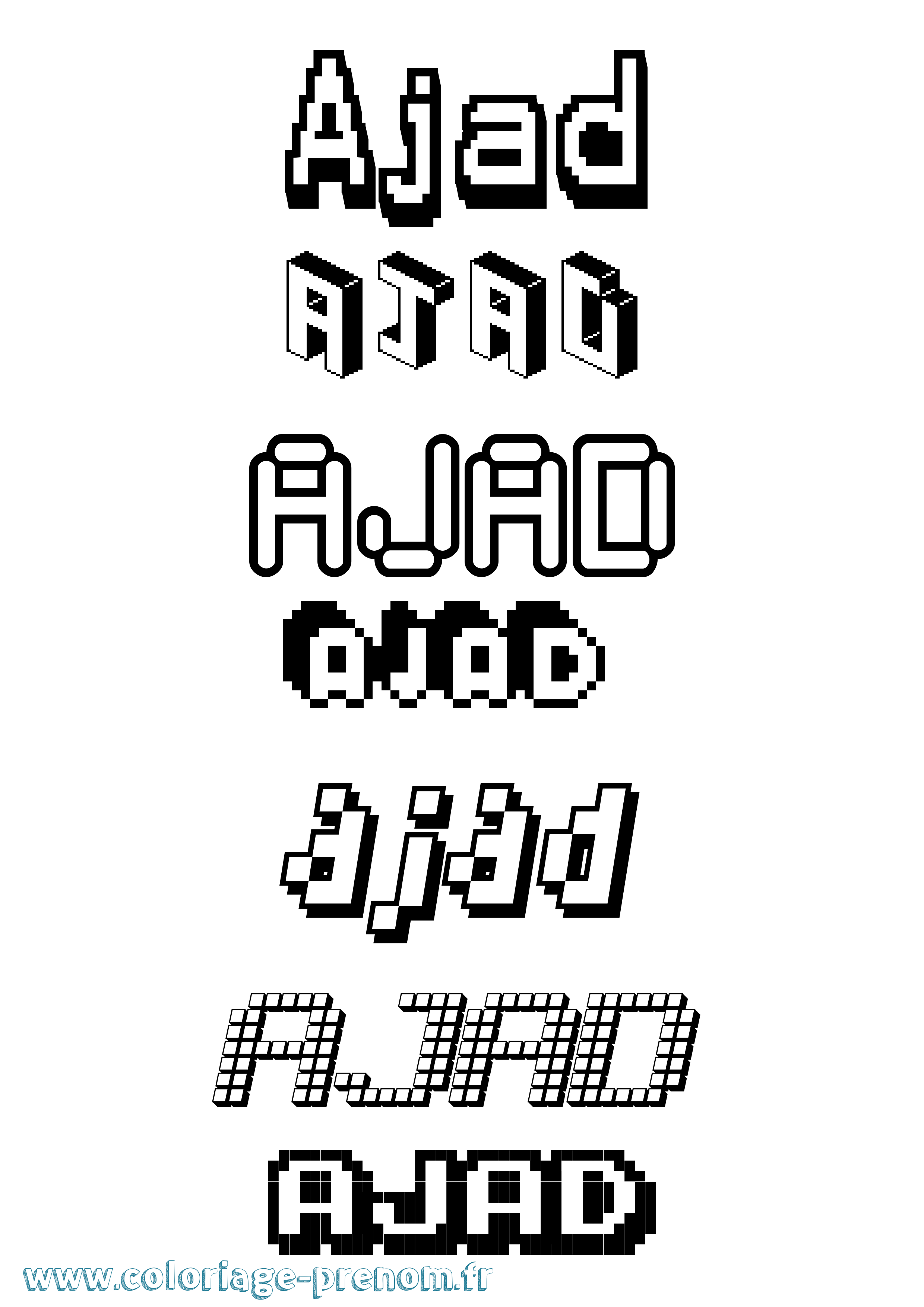 Coloriage prénom Ajad Pixel