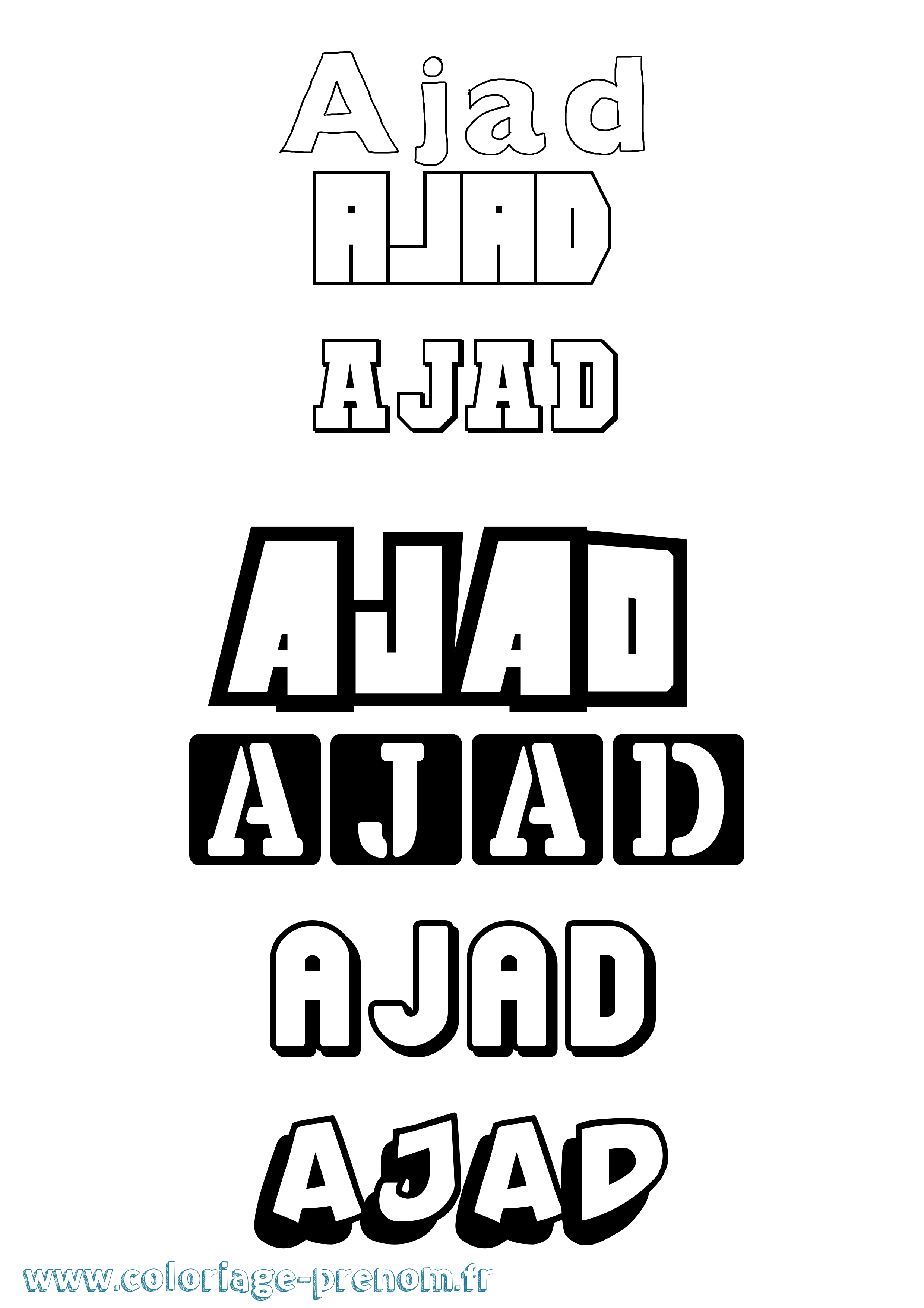 Coloriage prénom Ajad Simple