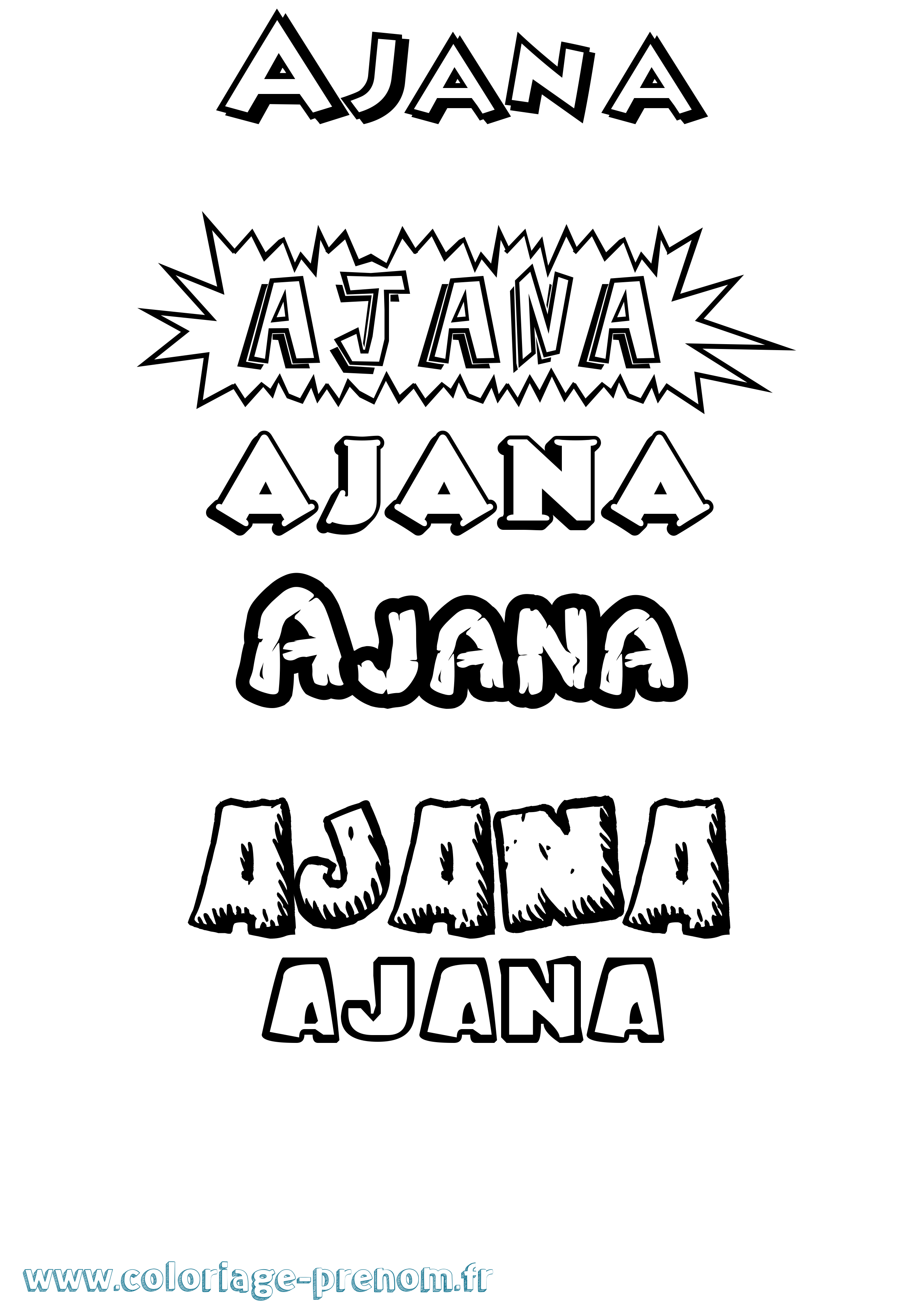 Coloriage prénom Ajana Dessin Animé