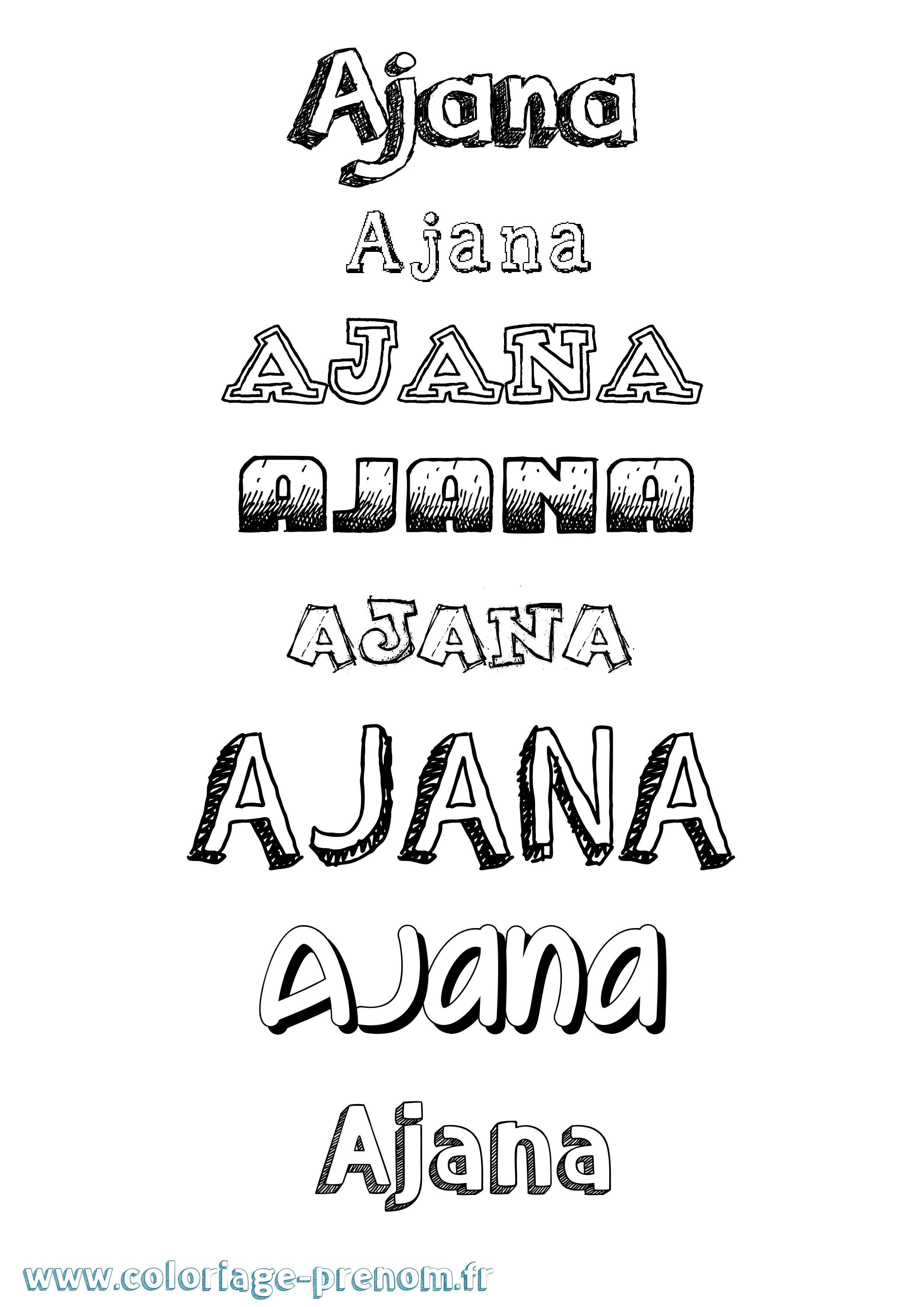 Coloriage prénom Ajana Dessiné