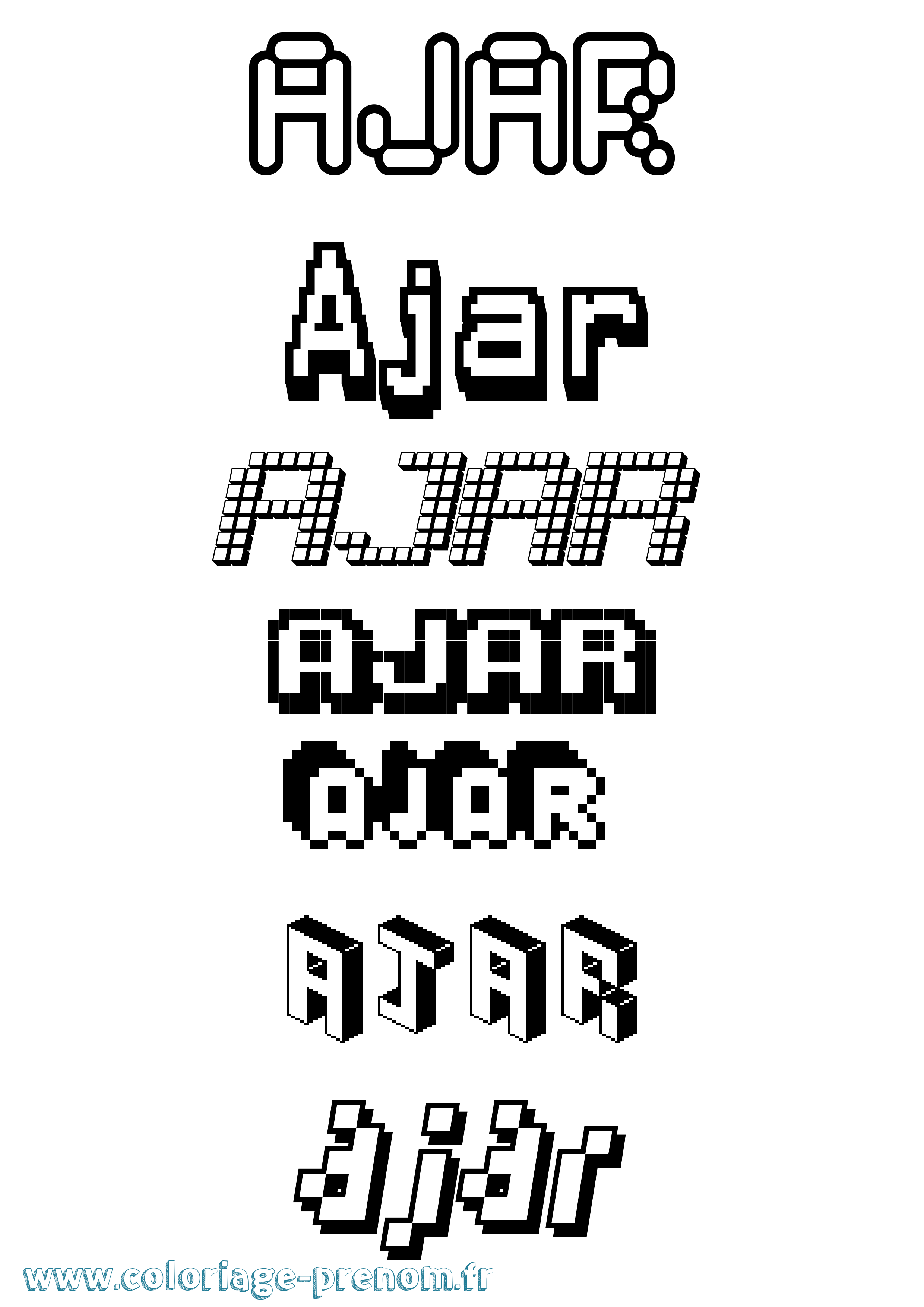 Coloriage prénom Ajar Pixel