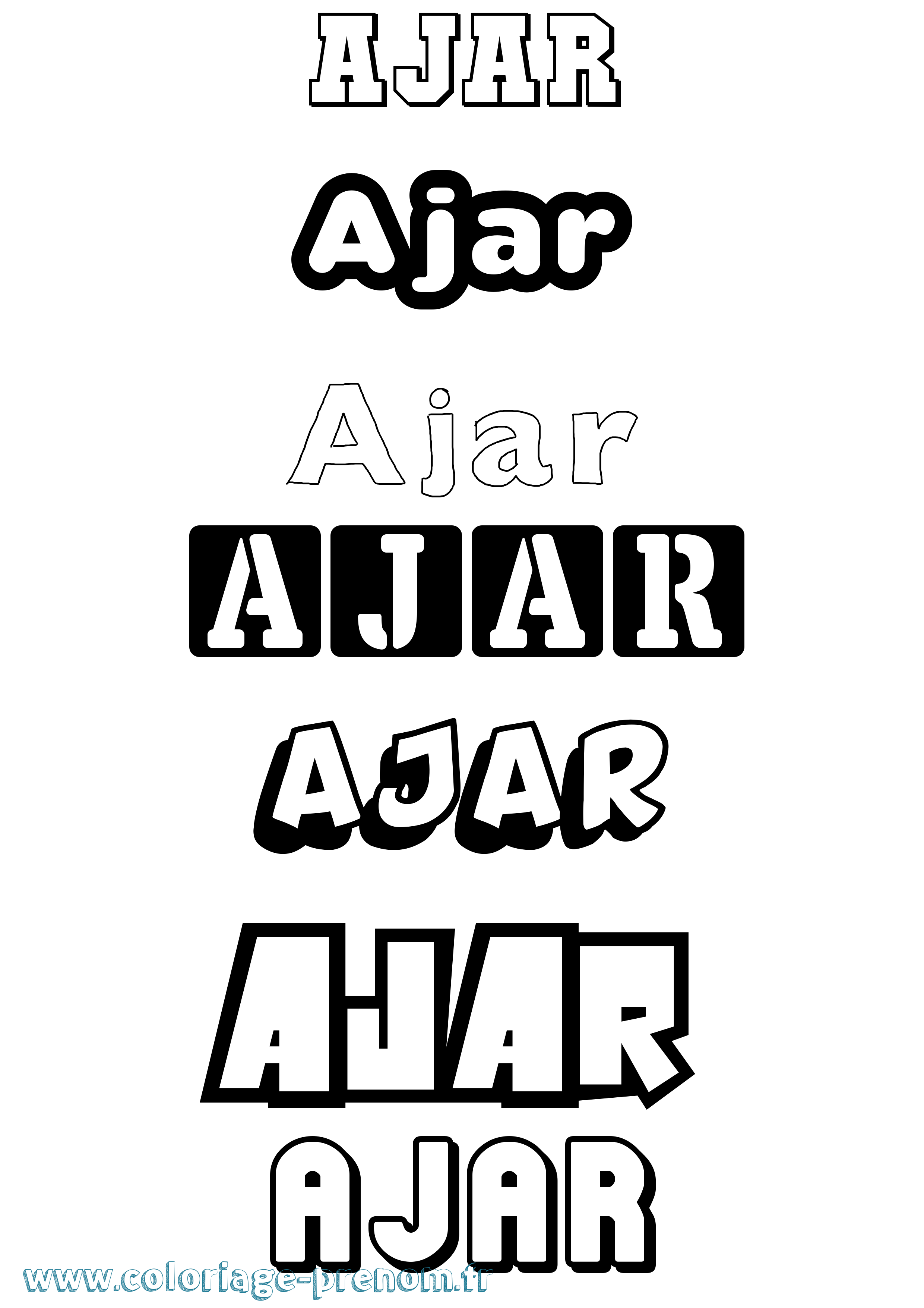Coloriage prénom Ajar Simple