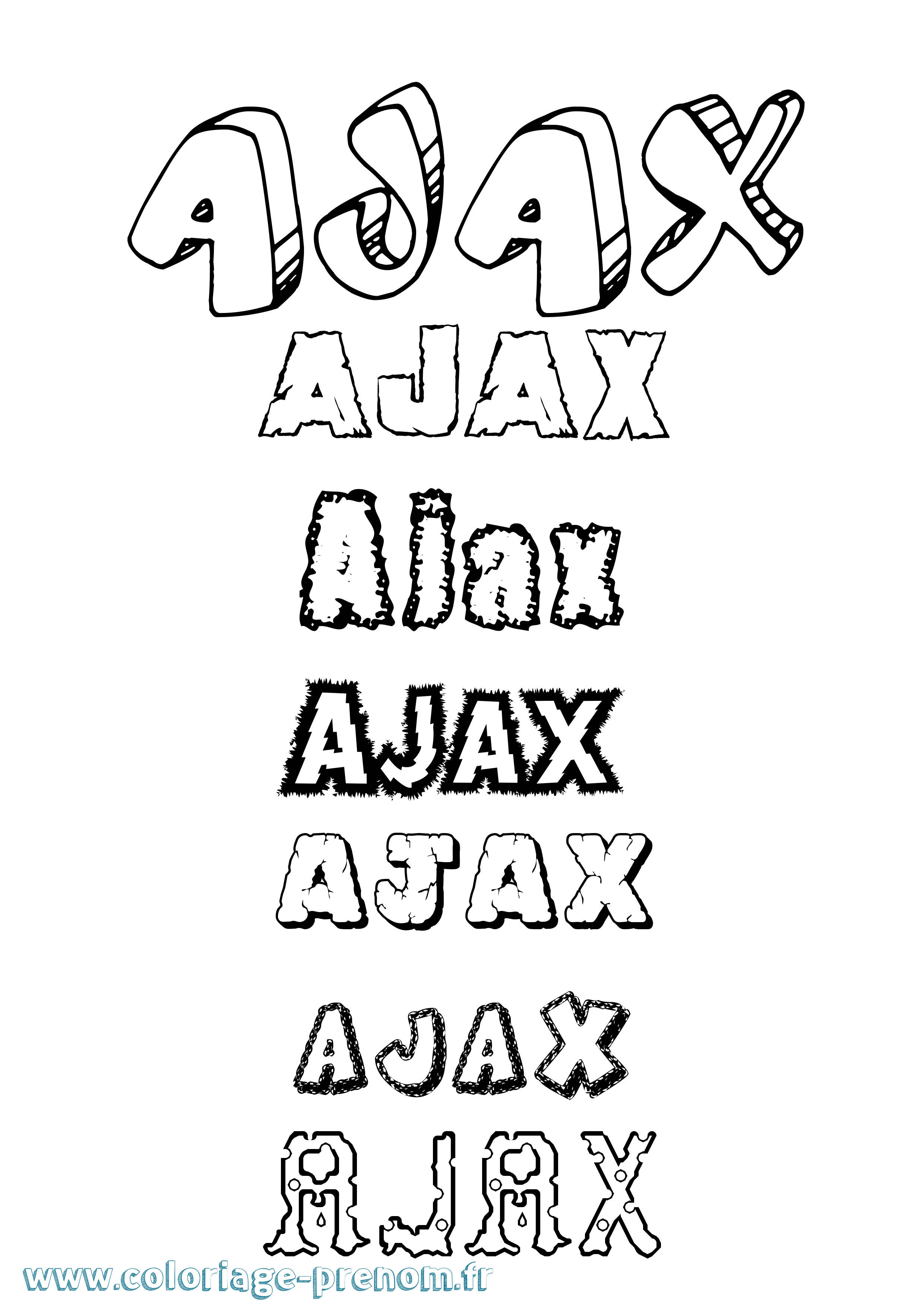 Coloriage prénom Ajax Destructuré
