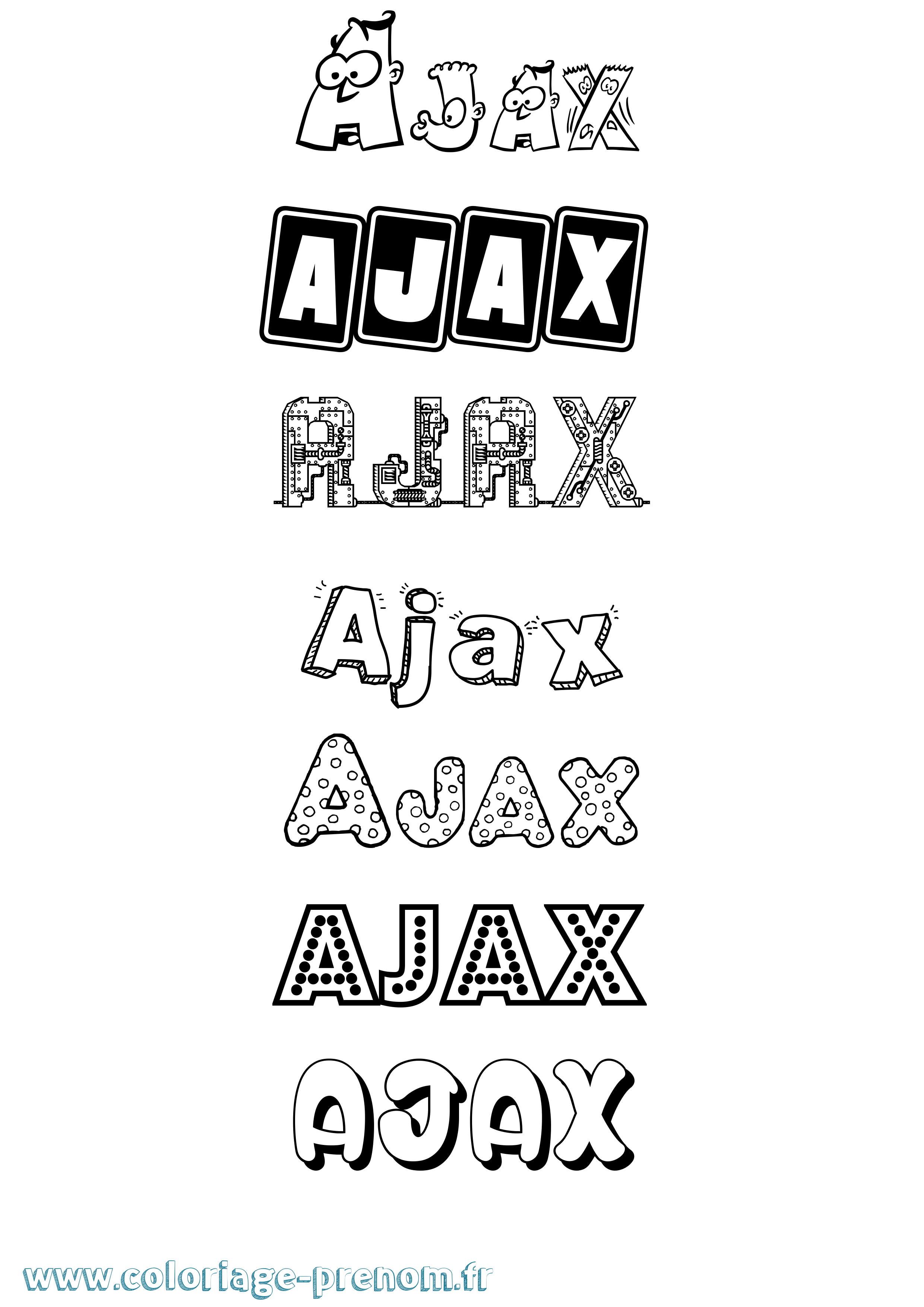 Coloriage prénom Ajax Fun
