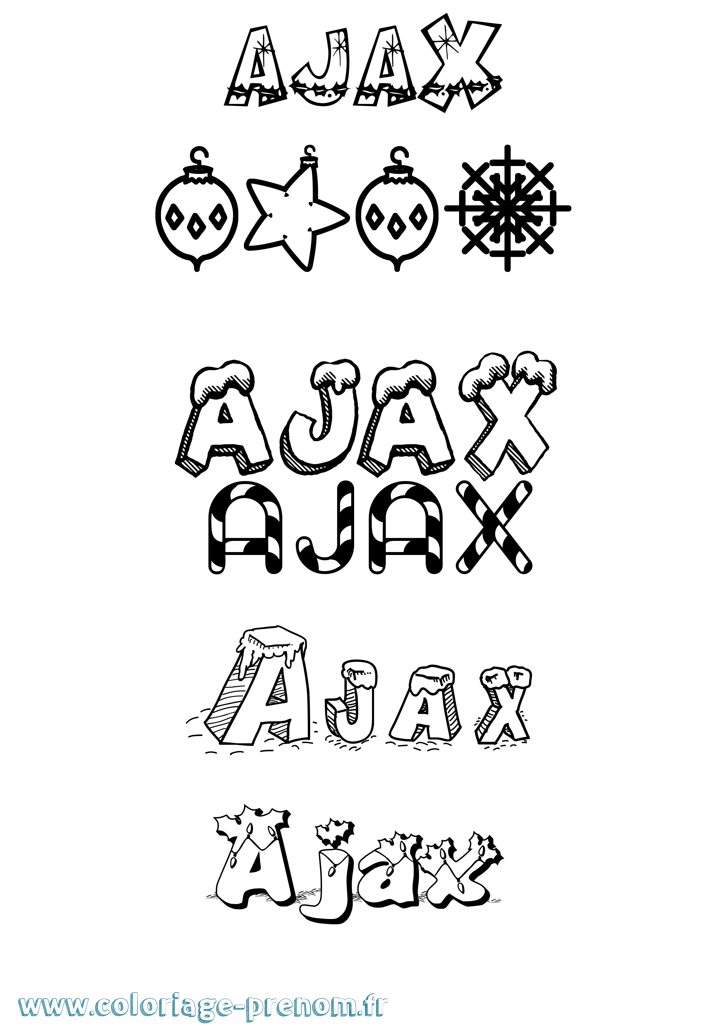 Coloriage prénom Ajax Noël