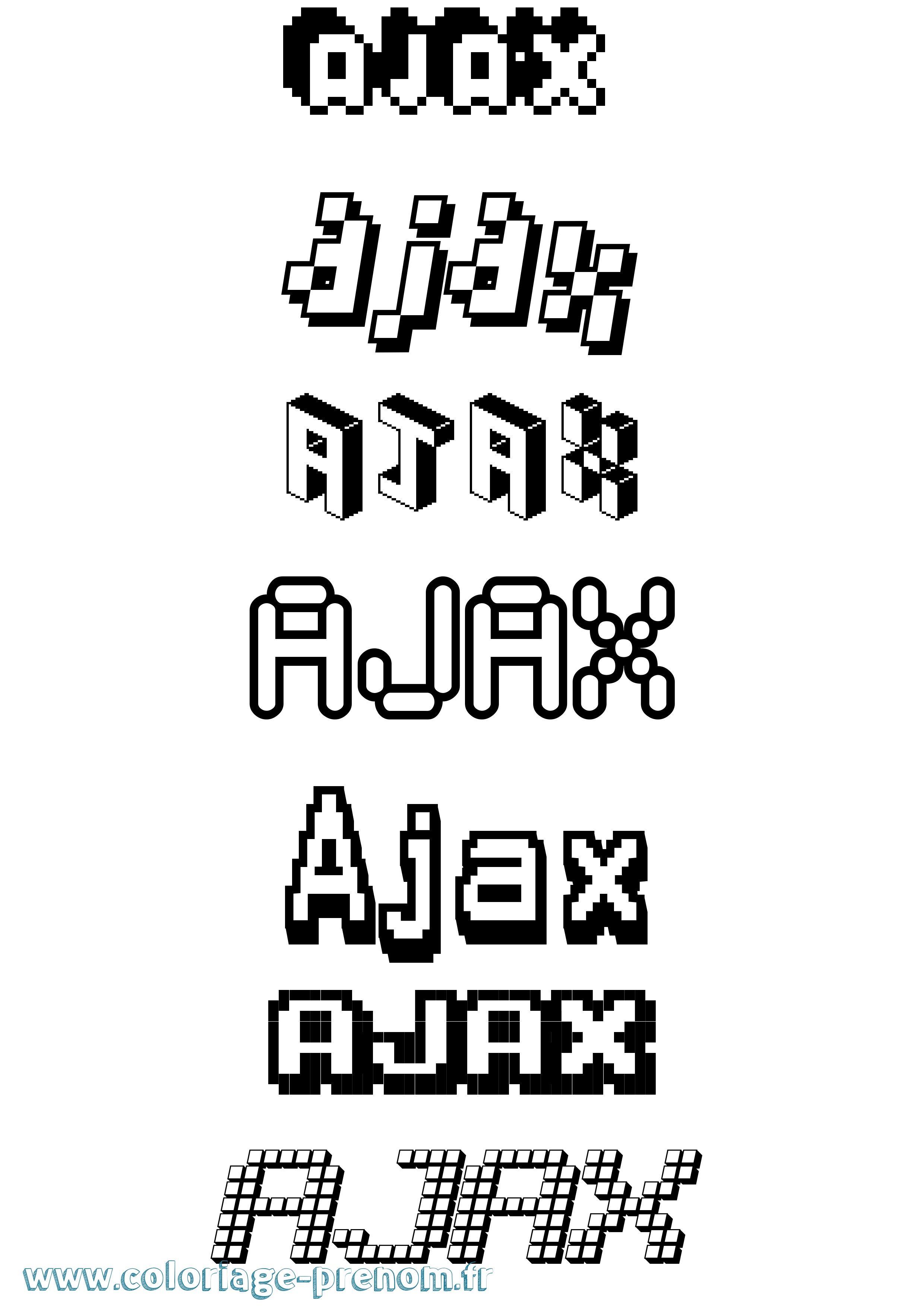 Coloriage prénom Ajax Pixel