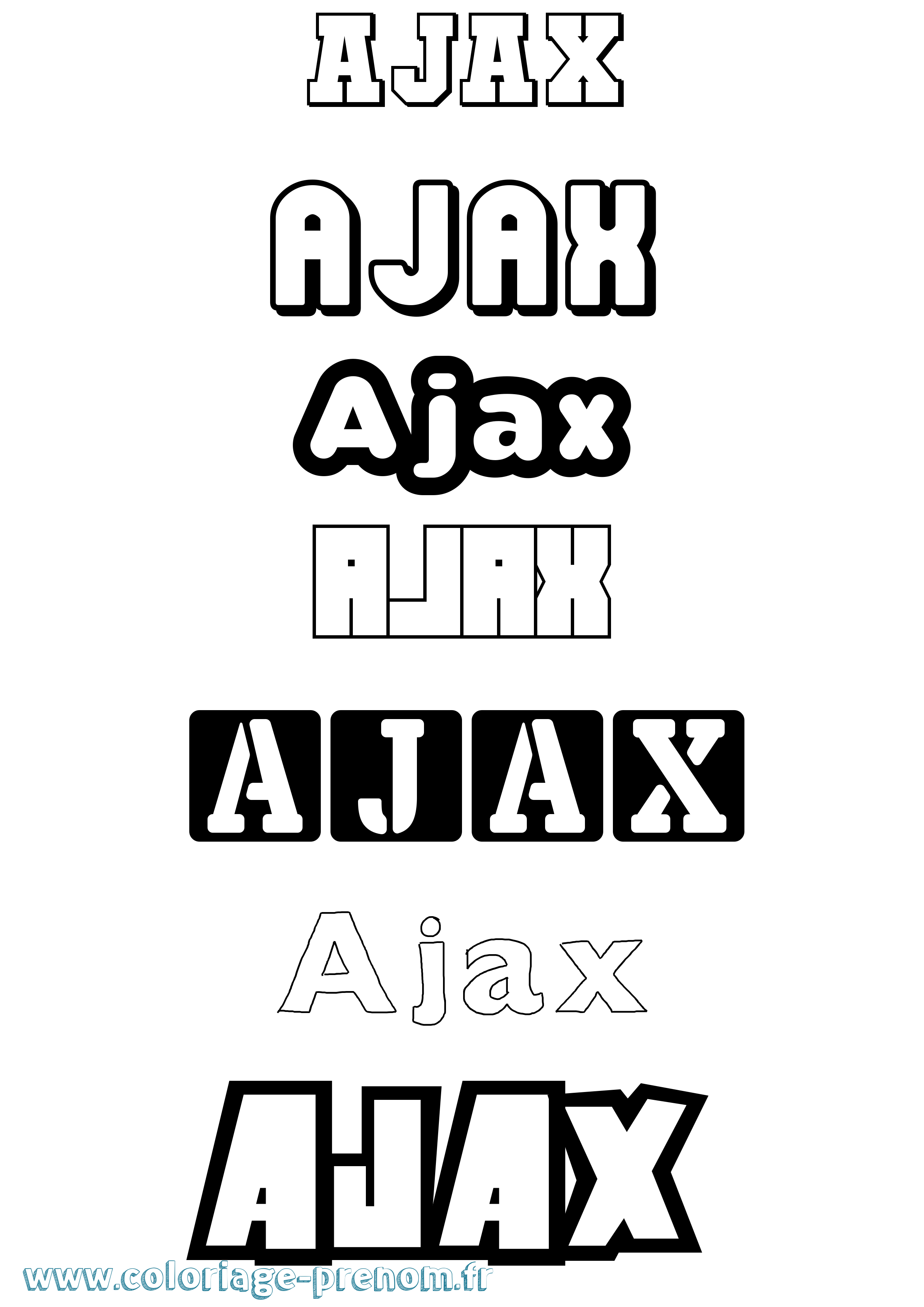 Coloriage prénom Ajax Simple