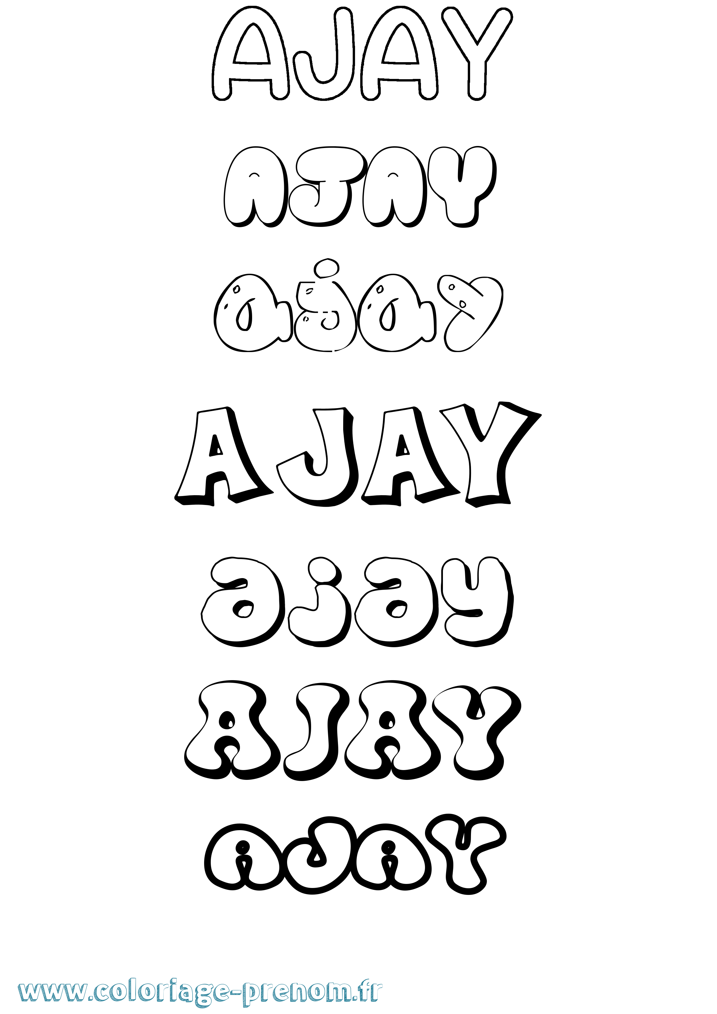 Coloriage prénom Ajay Bubble