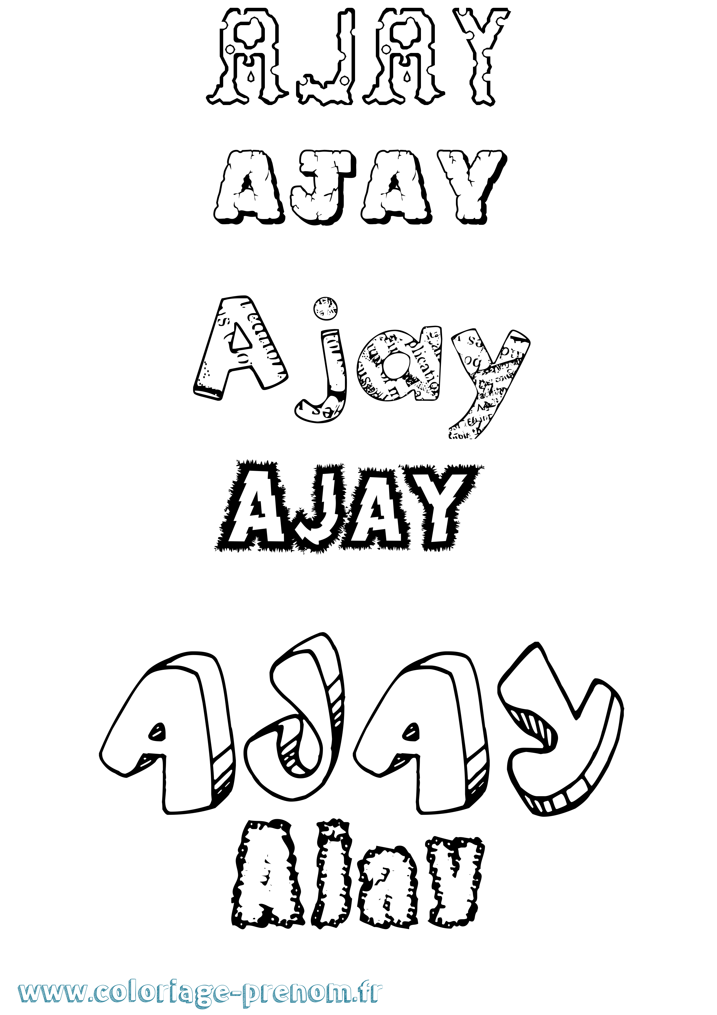 Coloriage prénom Ajay Destructuré