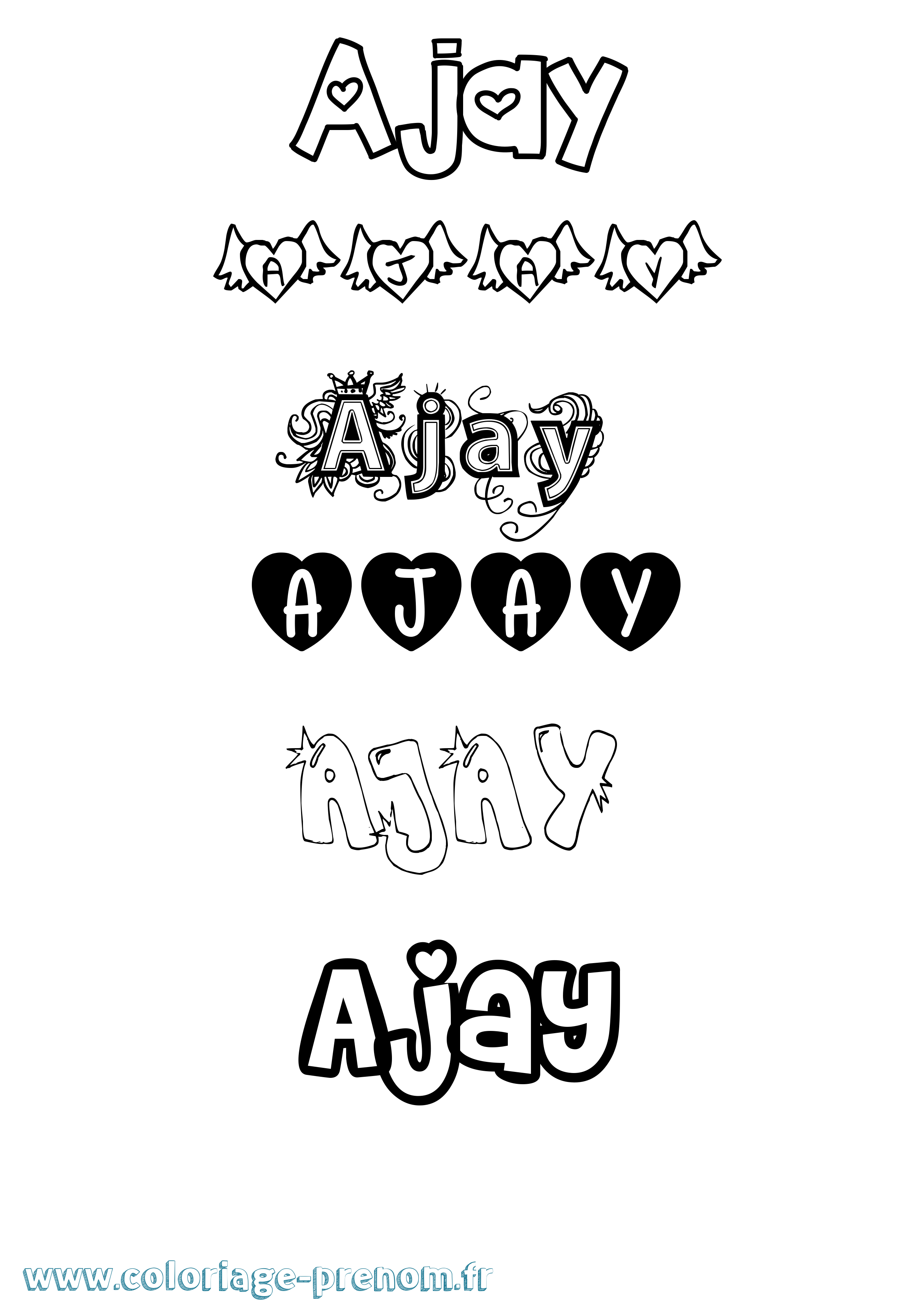 Coloriage prénom Ajay Girly