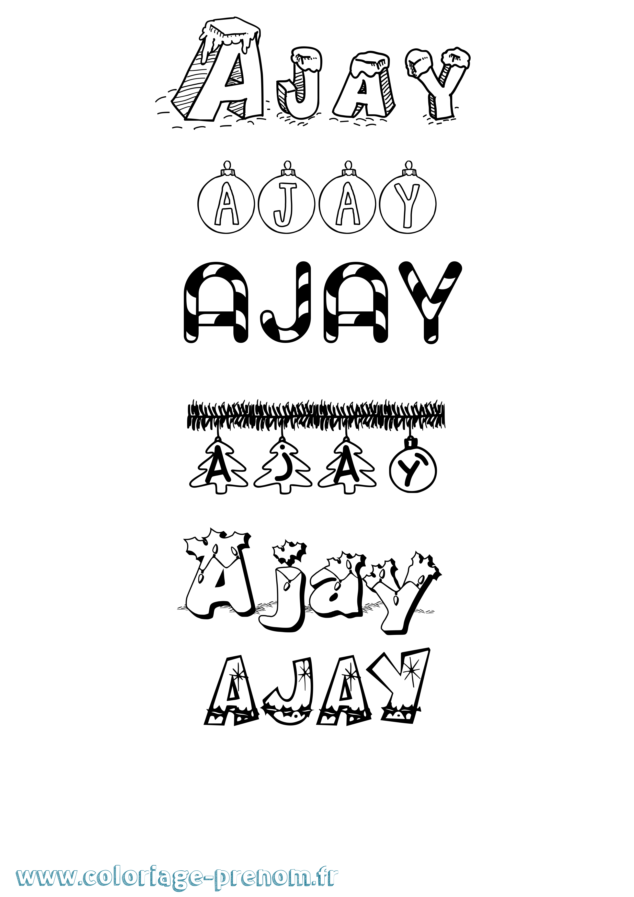 Coloriage prénom Ajay Noël