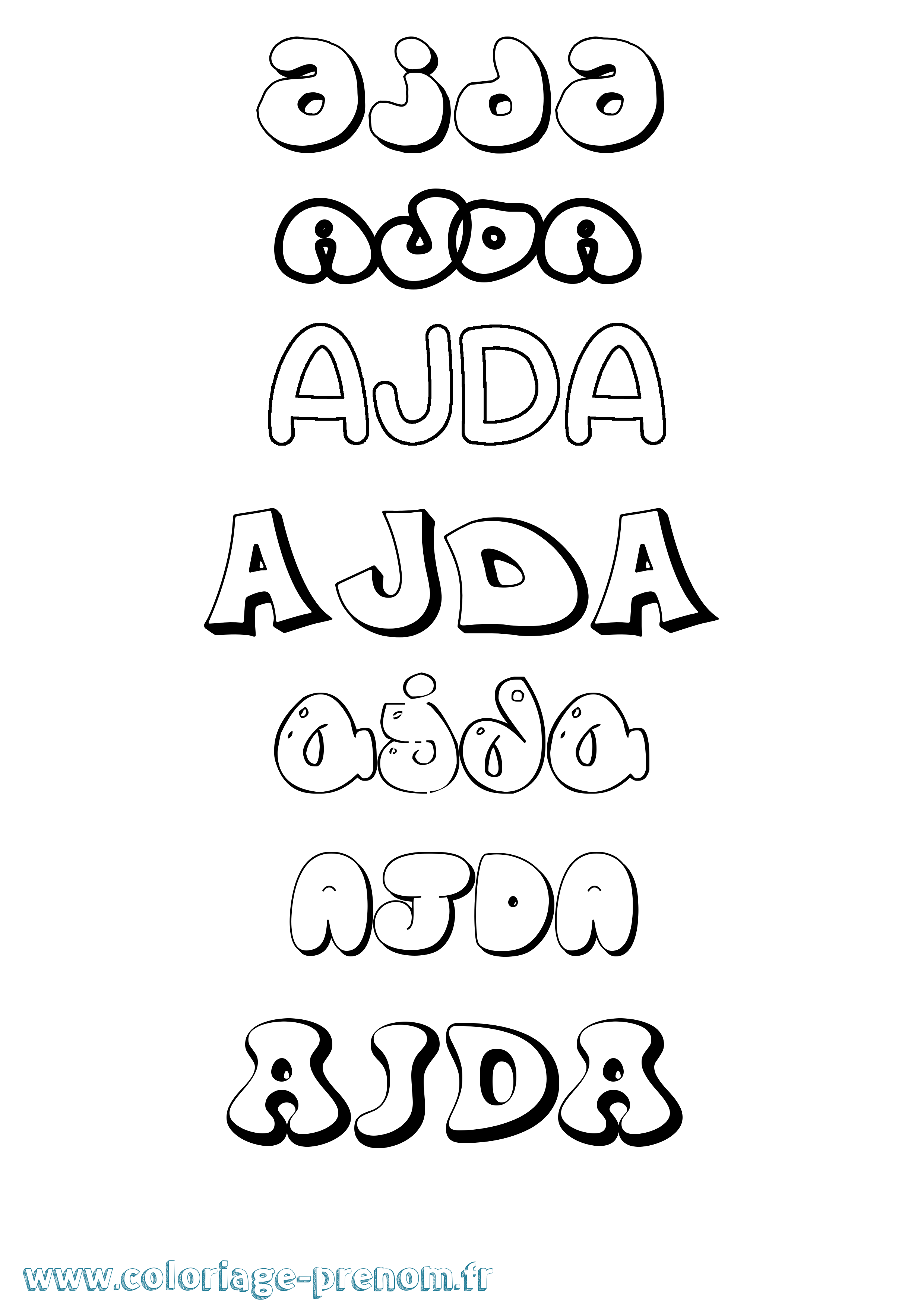 Coloriage Ajda Bubble Coloriage prénom Ajda Bubble