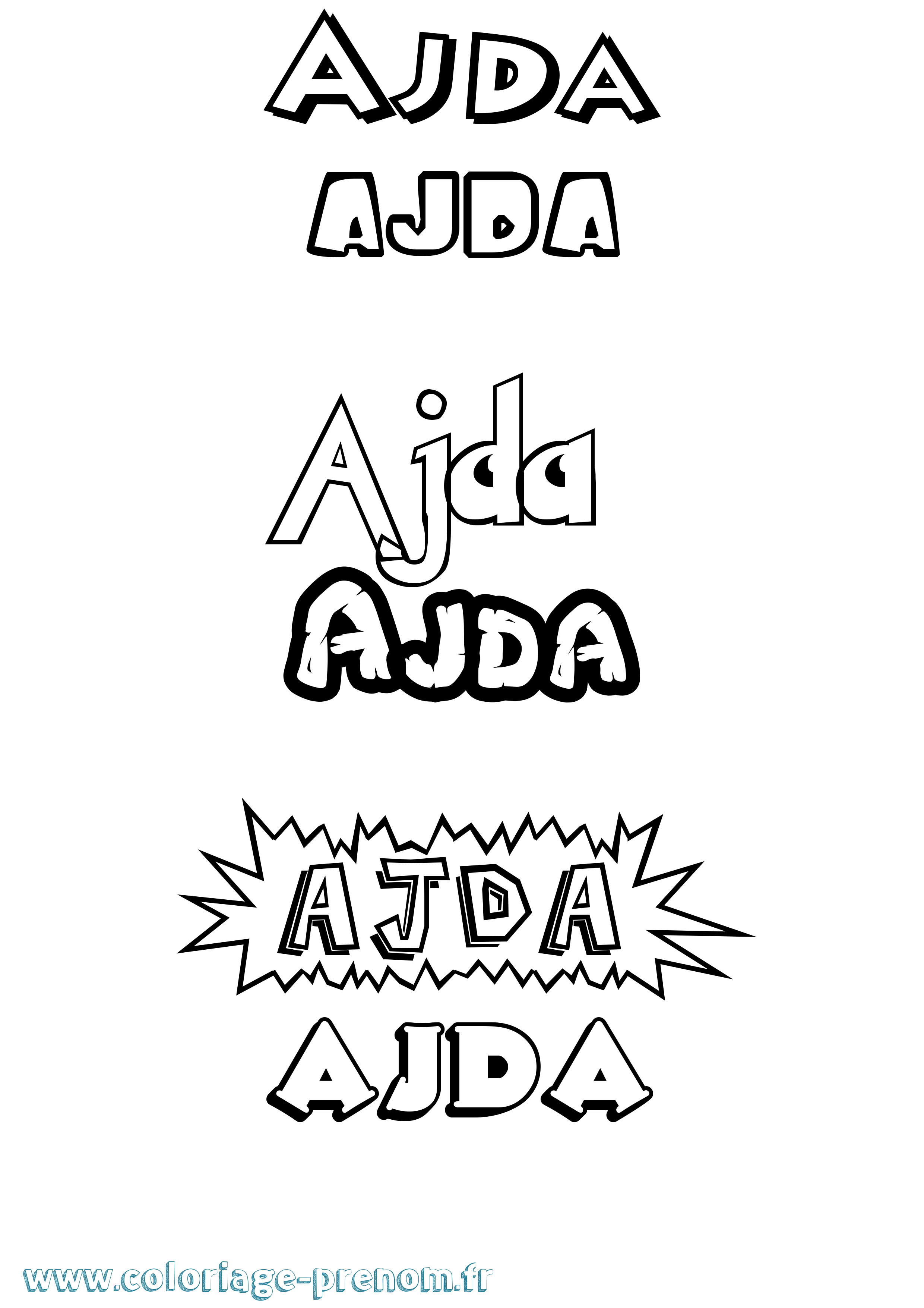 Coloriage Ajda Dessin Animé Coloriage prénom Ajda Dessin Animé