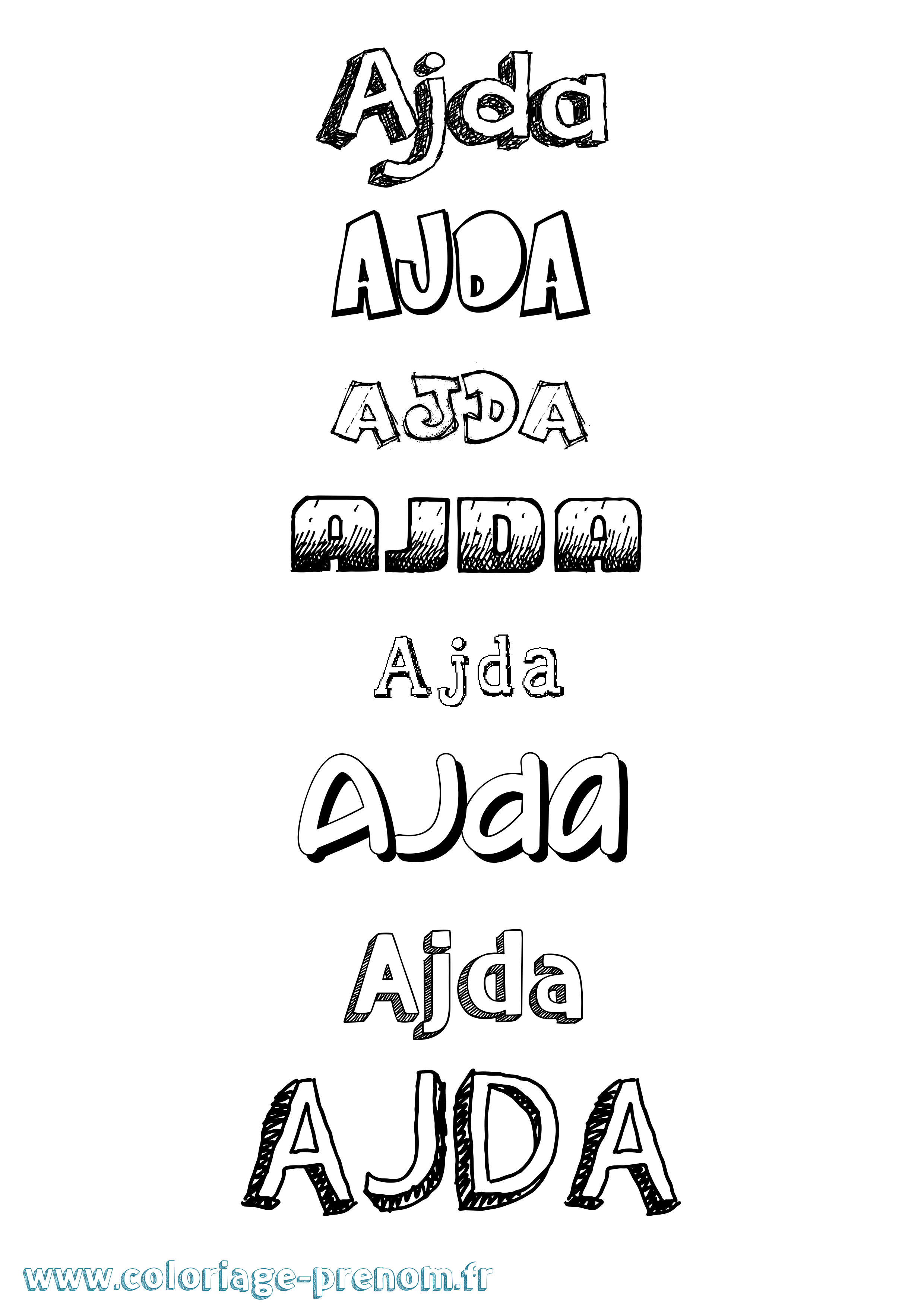 Coloriage Ajda Dessiné Coloriage prénom Ajda Dessiné