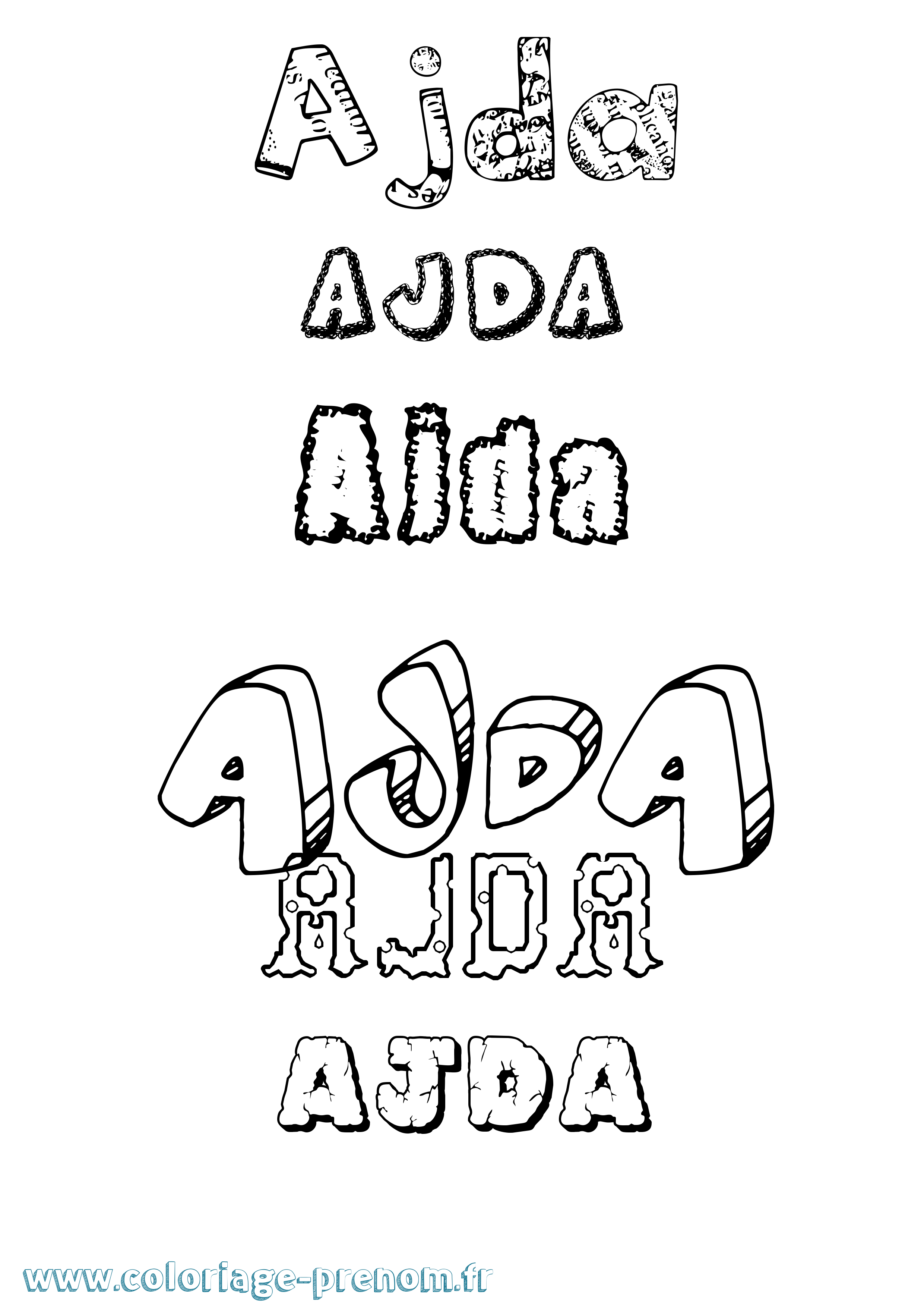 Coloriage Ajda Destructuré Coloriage prénom Ajda Destructuré