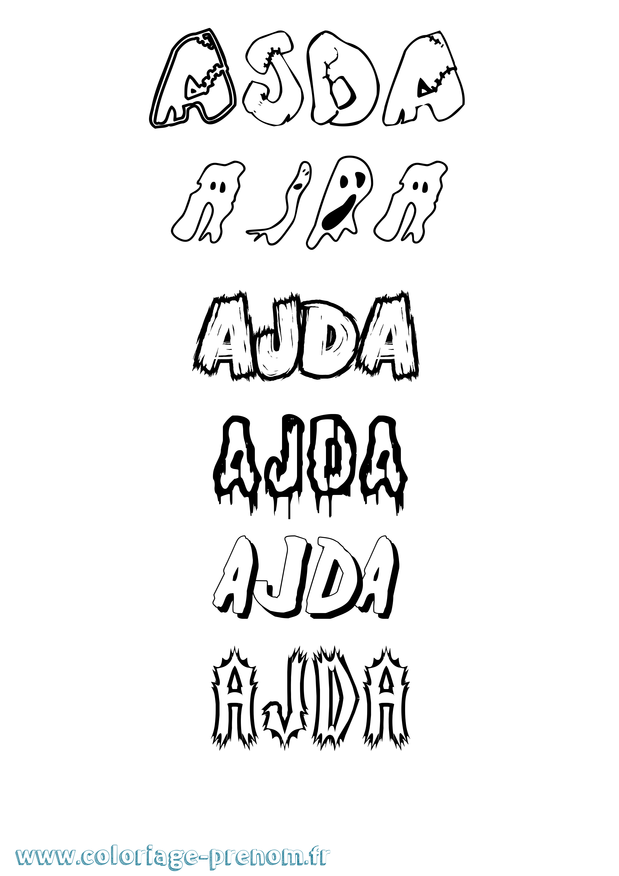 Coloriage Ajda Frisson Coloriage prénom Ajda Frisson