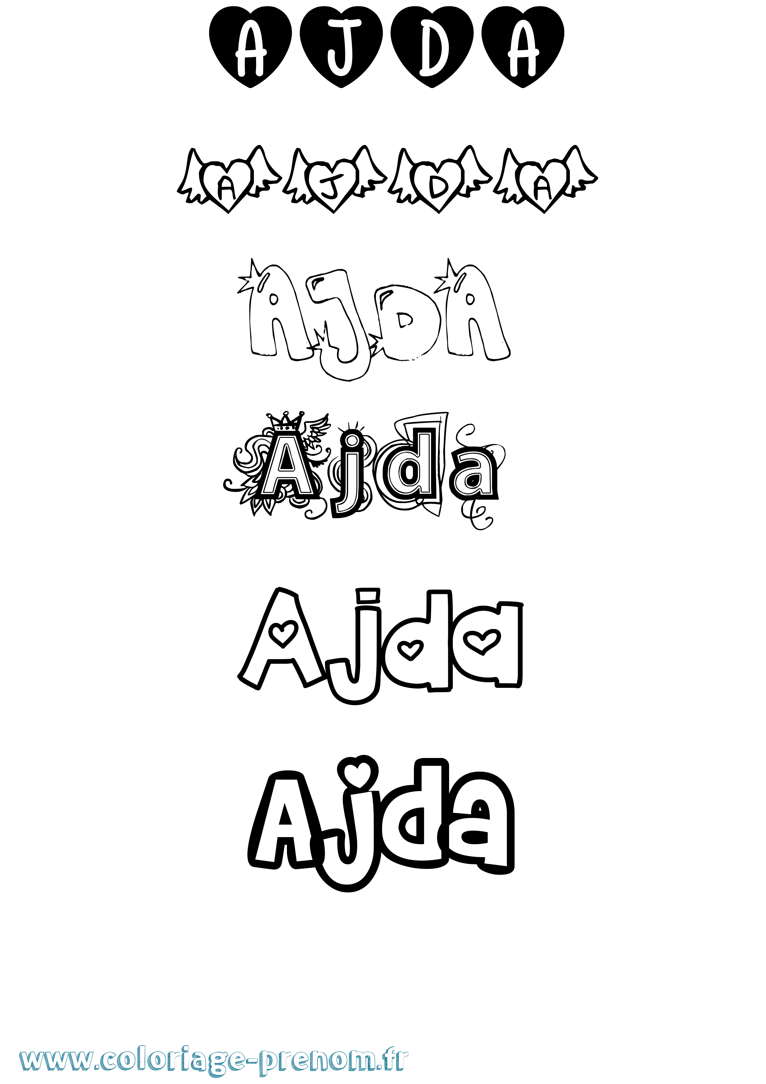 Coloriage Ajda Girly Coloriage prénom Ajda Girly