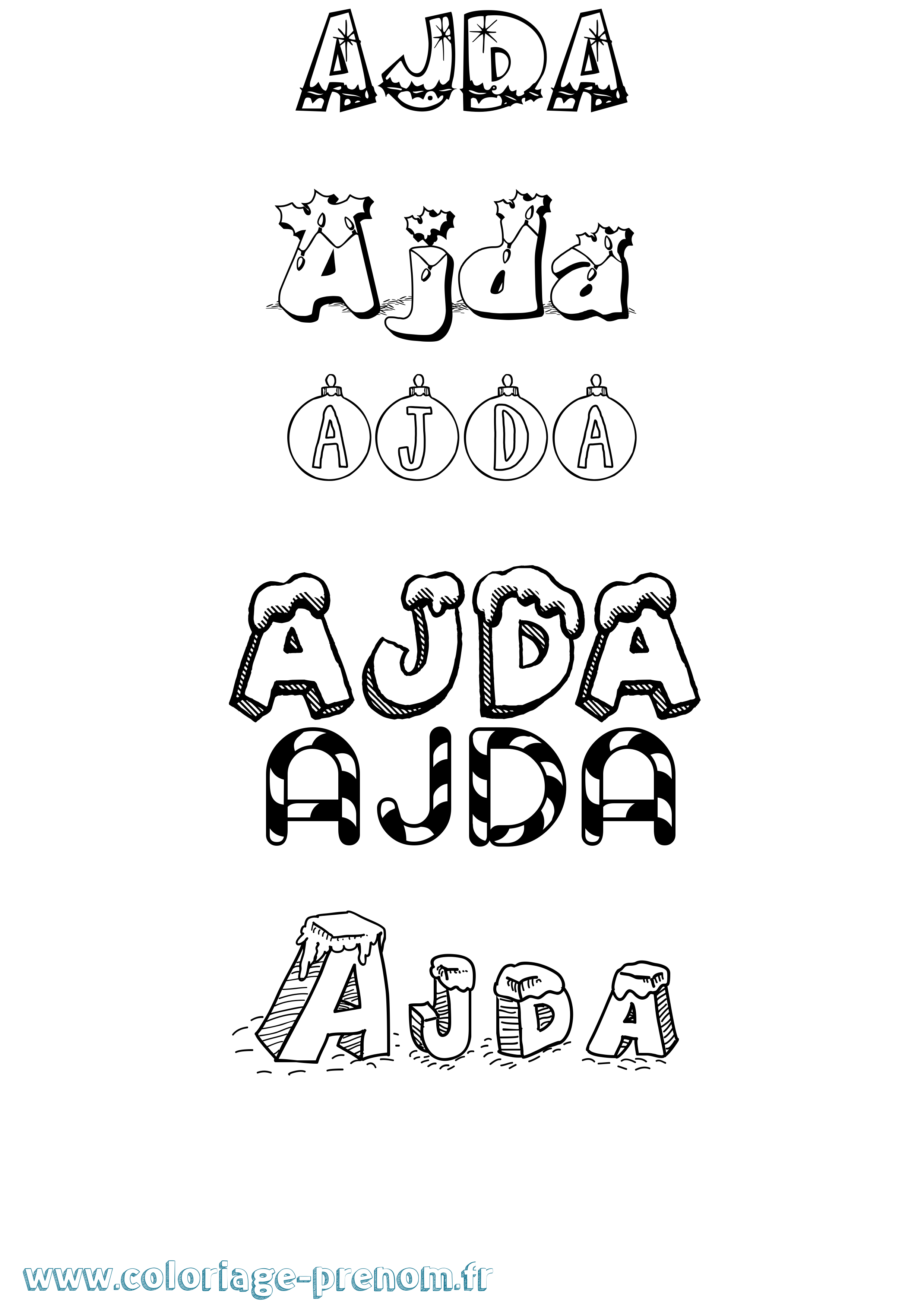 Coloriage Ajda Noël Coloriage prénom Ajda Noël