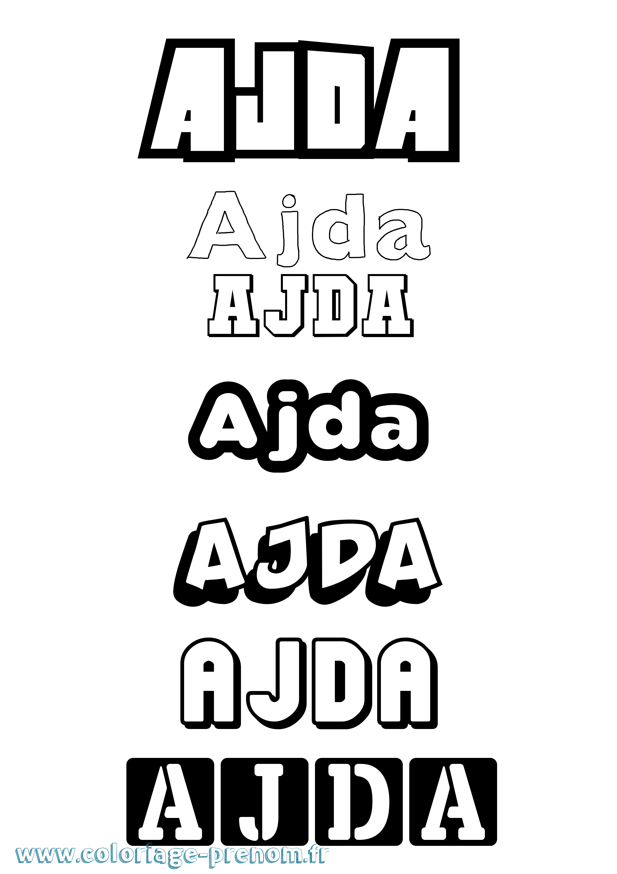 Coloriage Ajda Simple Coloriage prénom Ajda Simple