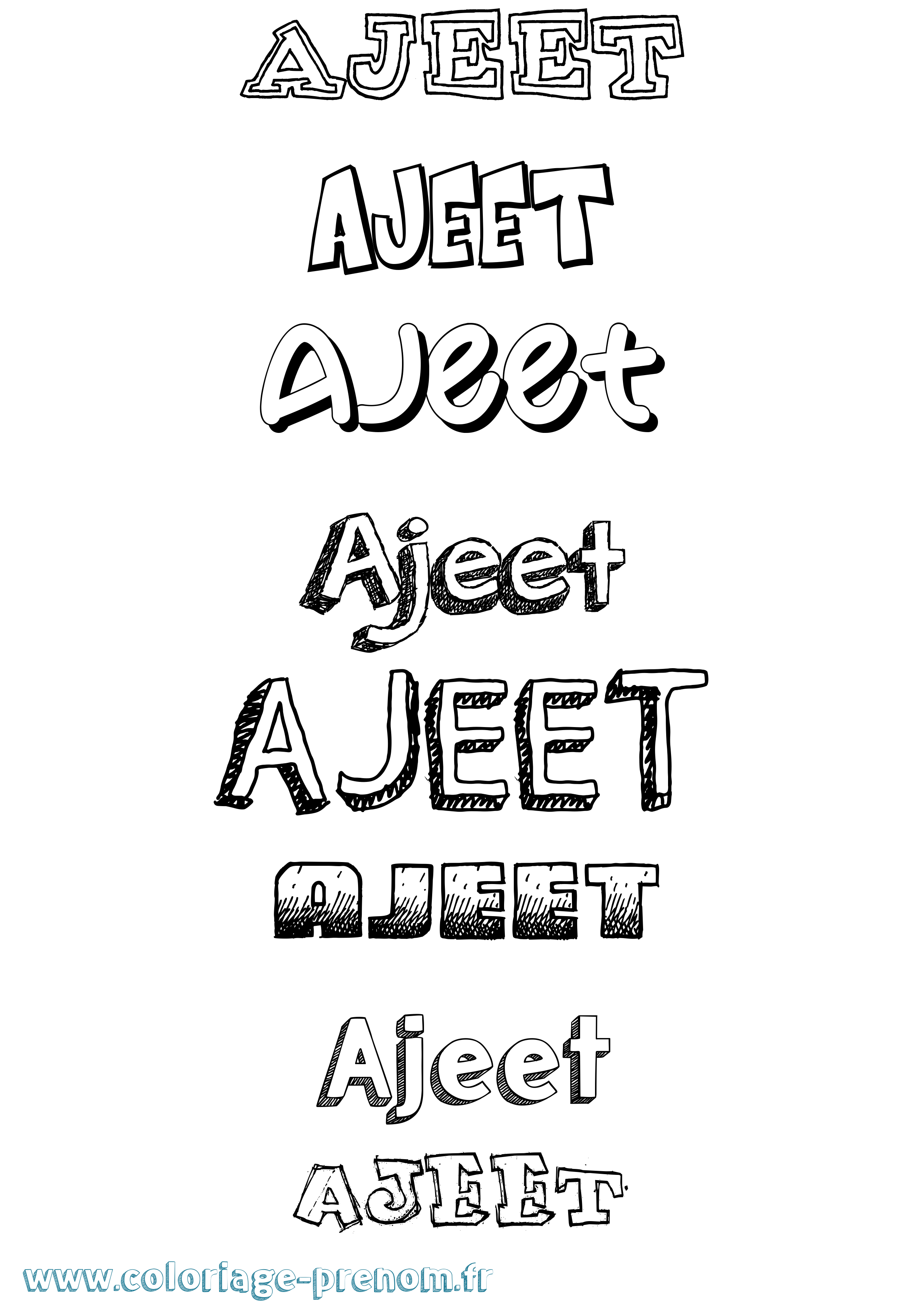 Coloriage prénom Ajeet Dessiné