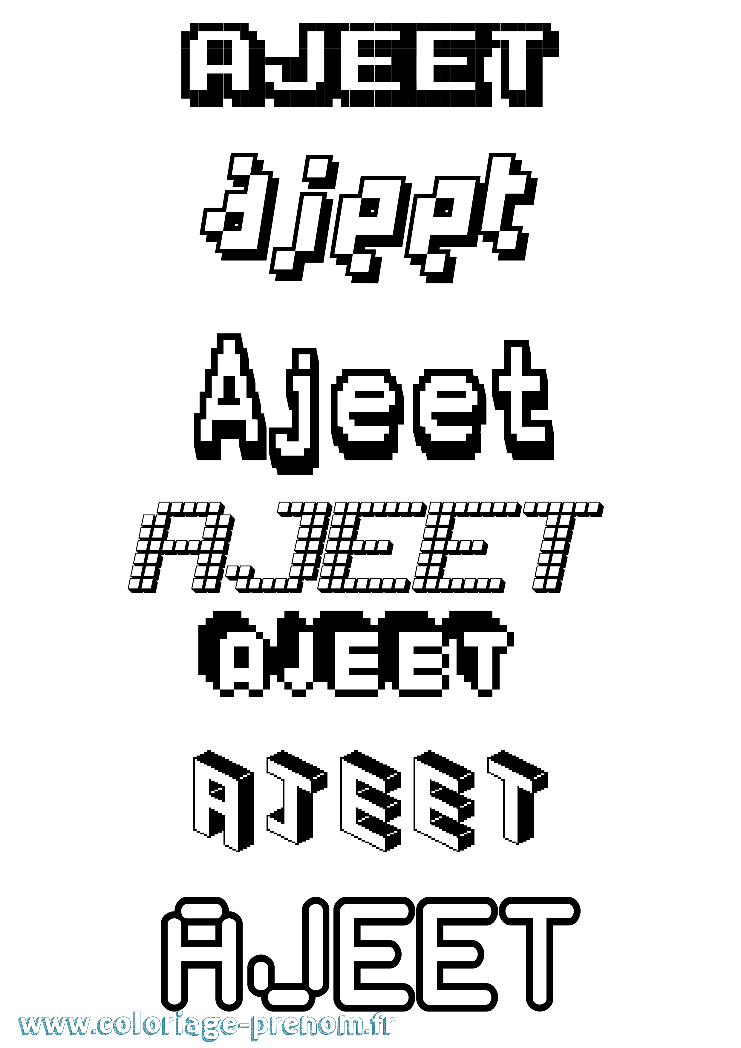 Coloriage prénom Ajeet Pixel