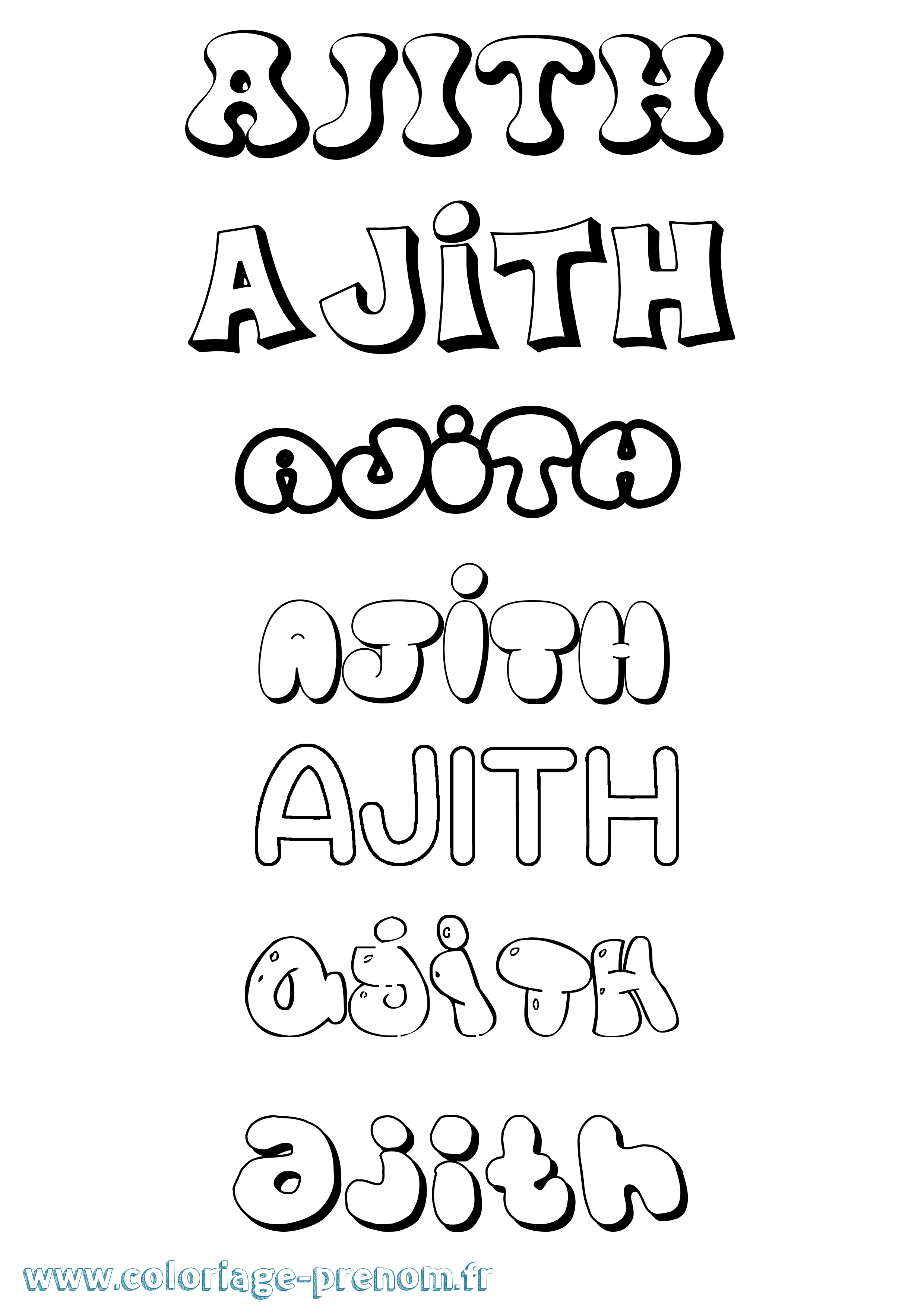 Coloriage Ajith Bubble Coloriage prénom Ajith Bubble