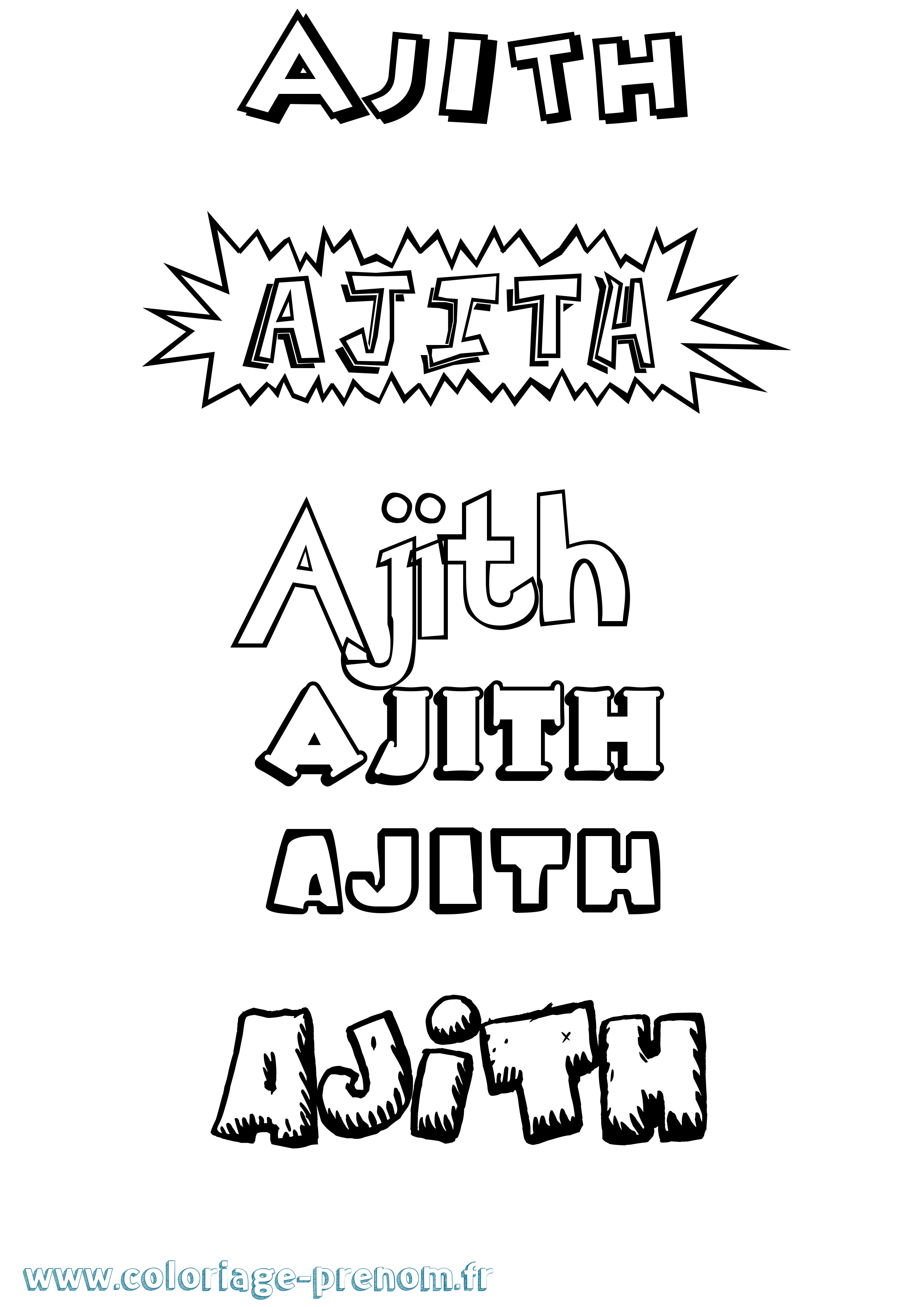Coloriage Ajith Dessin Animé Coloriage prénom Ajith Dessin Animé