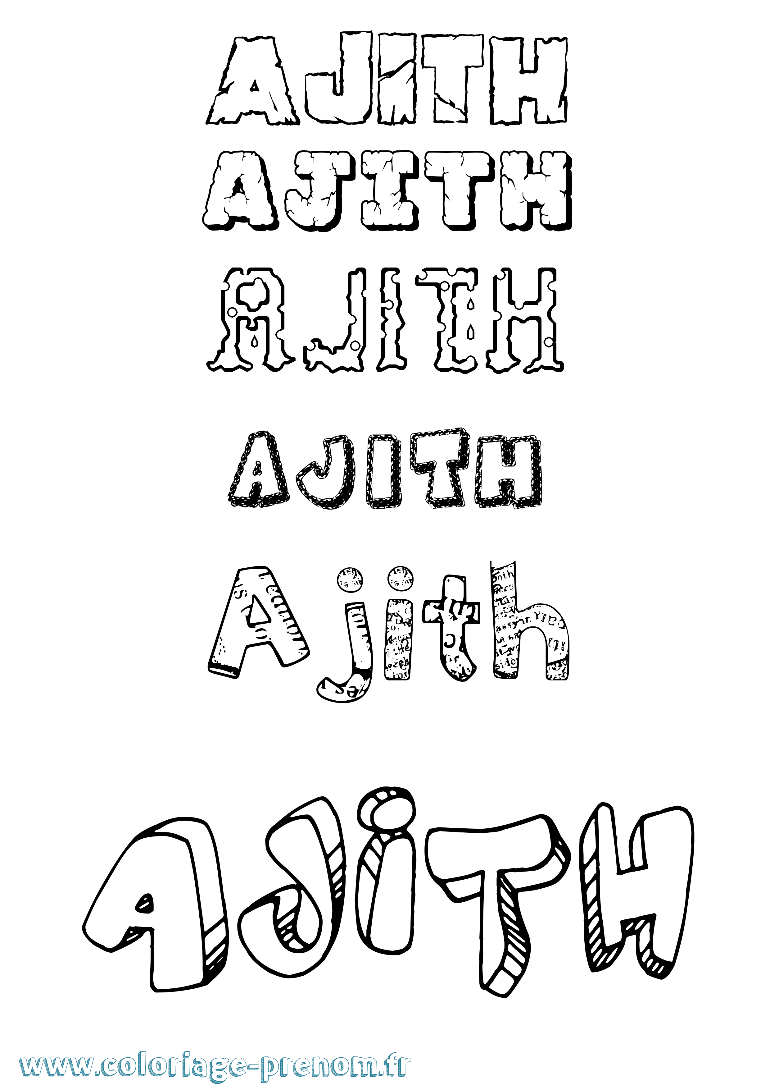 Coloriage prénom Ajith Destructuré